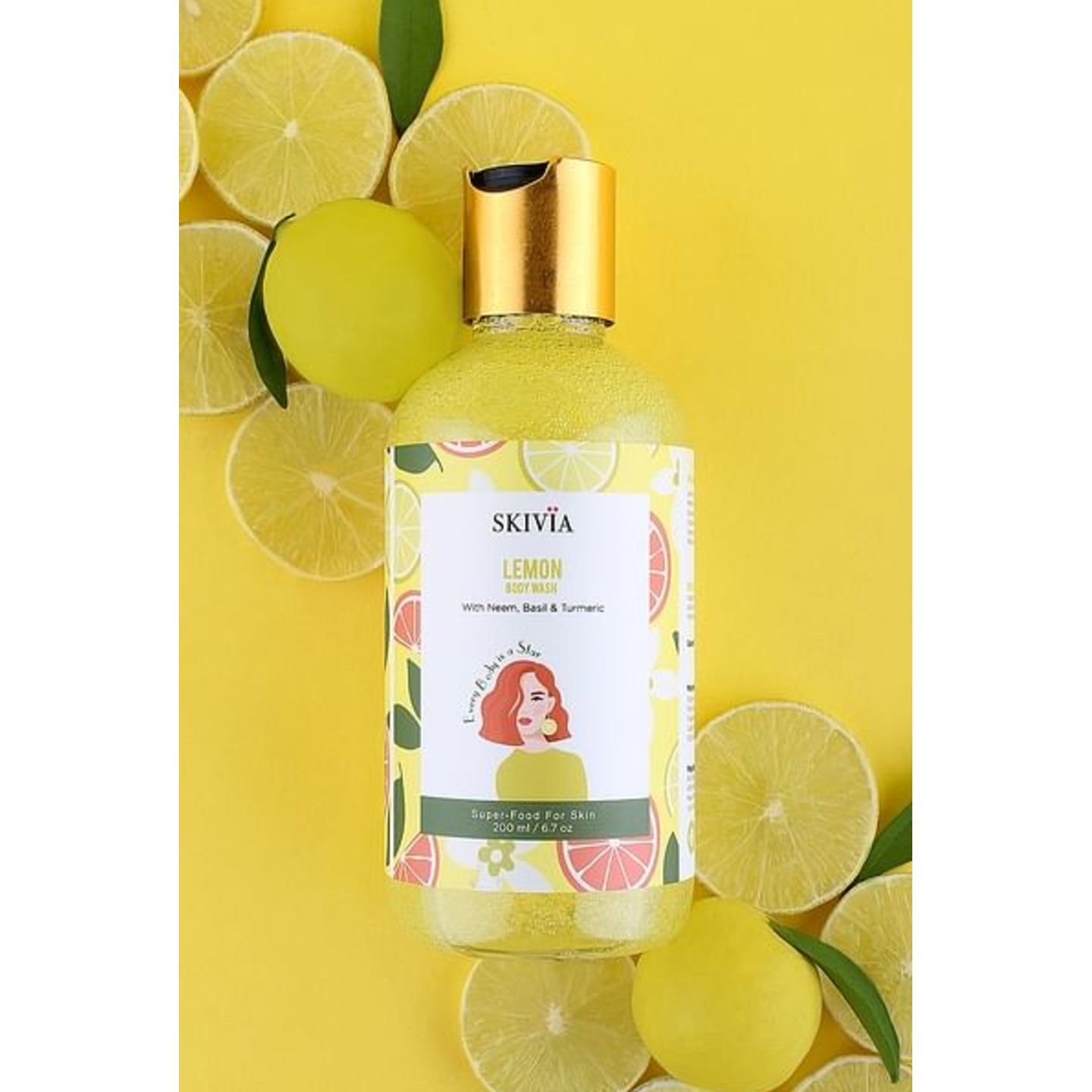 Skivia Lemon Body Wash With Neem, Basil & Turmeric - 200 ml 