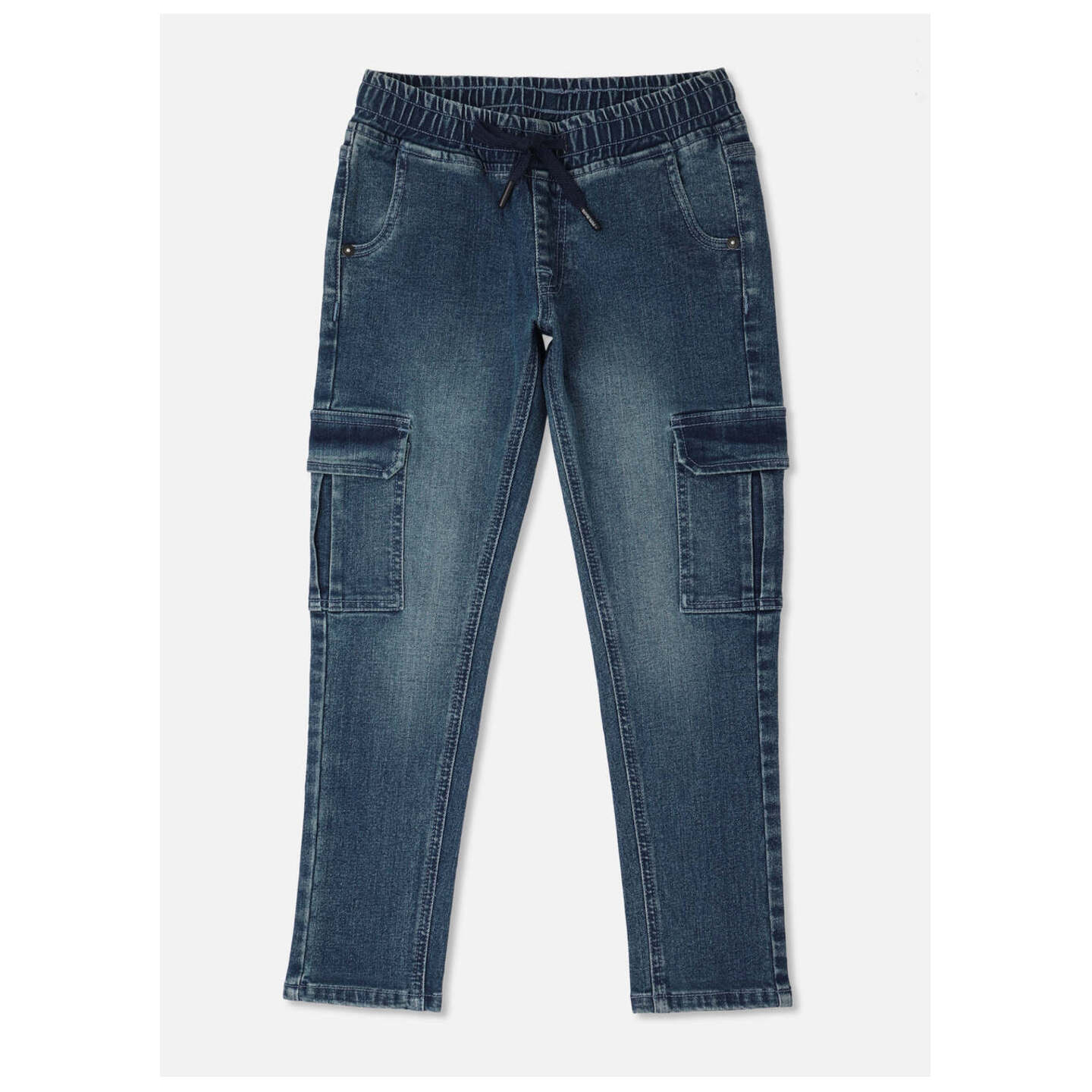 Boys Dark Blue Mid Rise Elasticated Jeans 