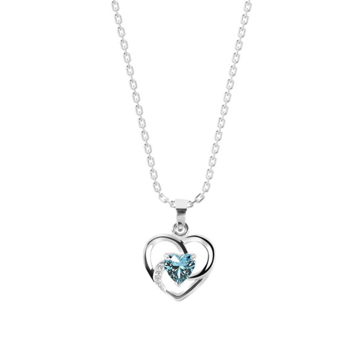 Silver Heart Pendant Chain Necklace 