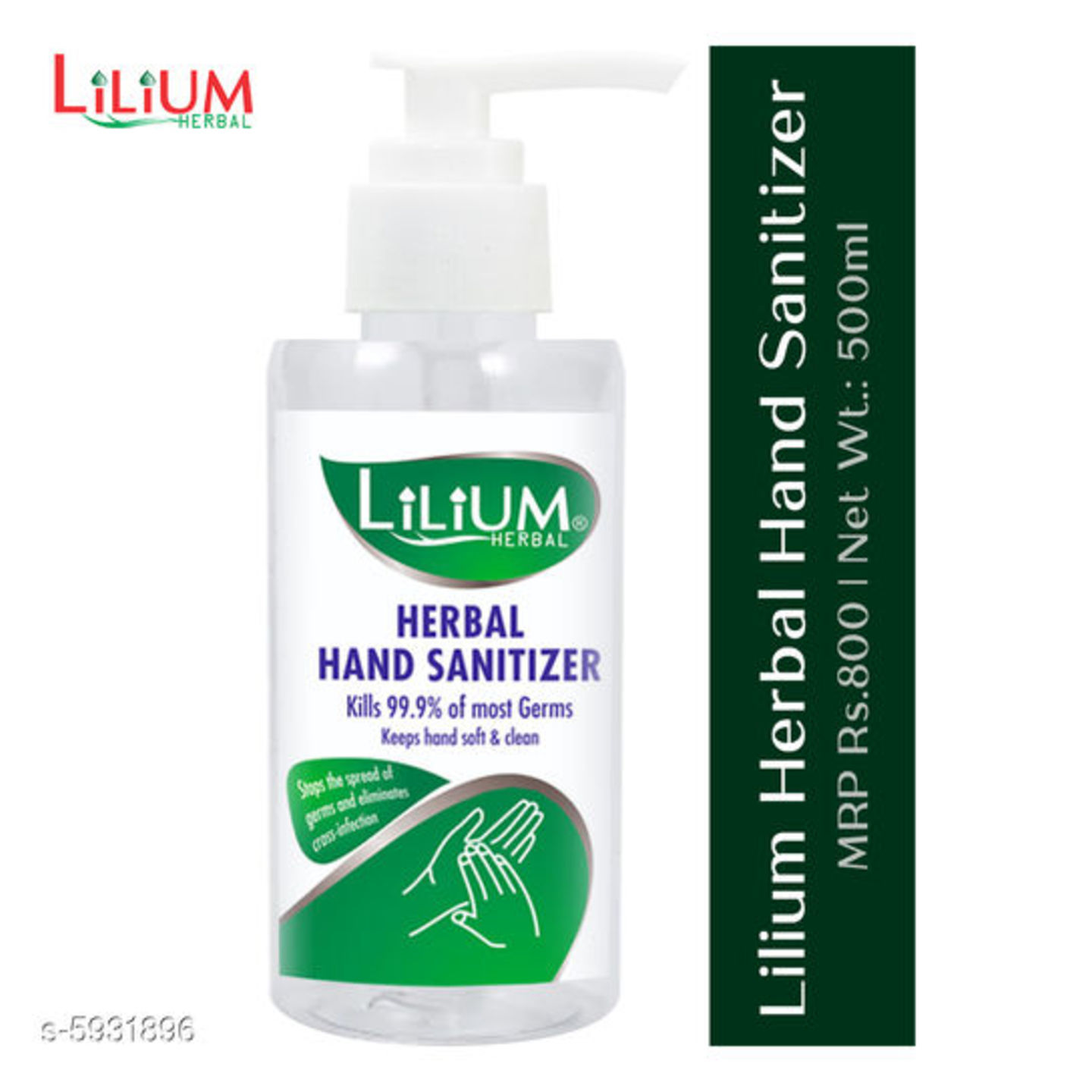 Lilium Herbal Hand Sanitizer, Pump, 500ml, Pack of 1