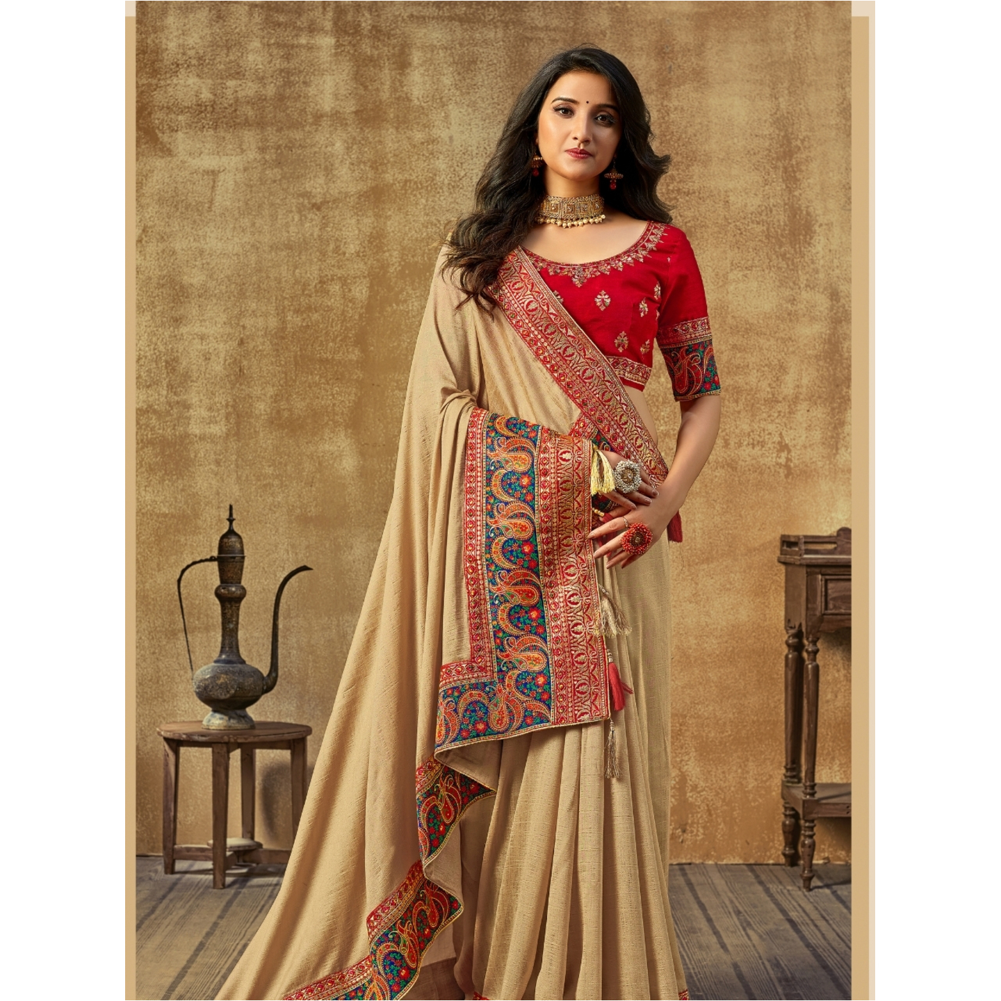 BEIGE DESIGNER SAREE