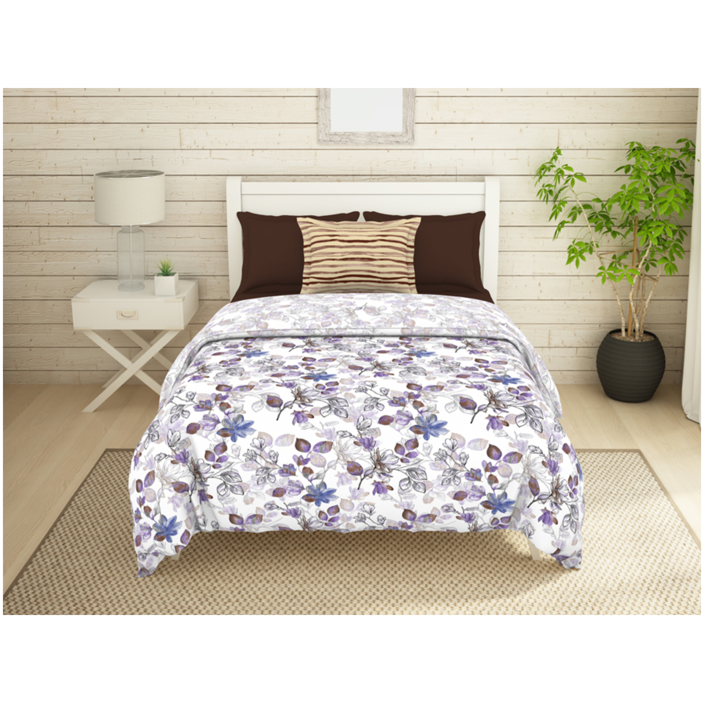 Bonica Air Purifying 100% Cotton Single Bedsheets (Floral, 152cm X 224cm) - Dark Red