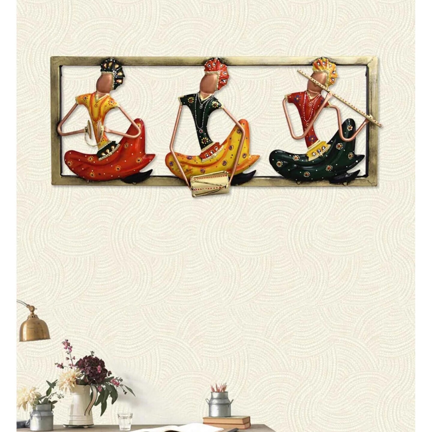 Rajasthani Musicians Multicolour Iron Wall Art 
