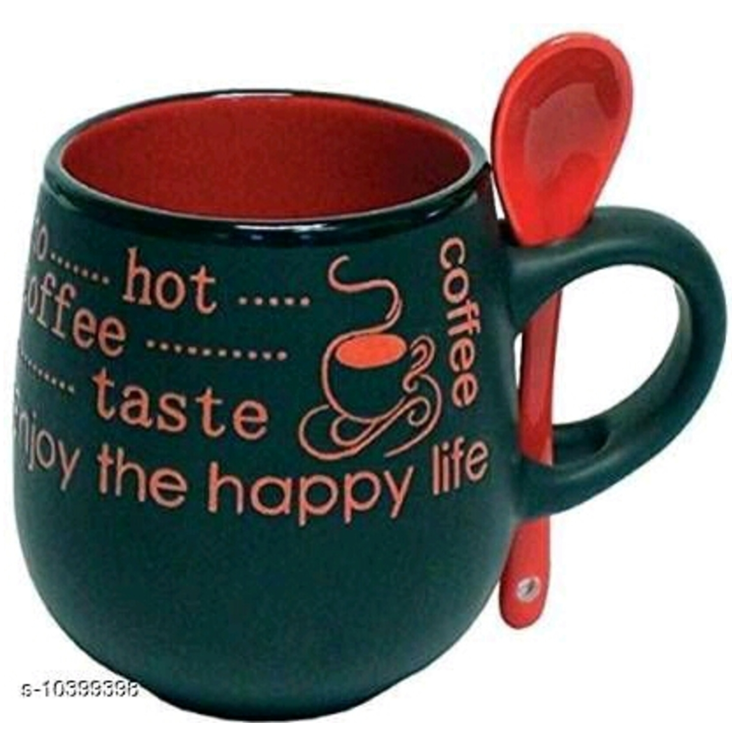 Mantraa Black Red Coloured Textprinted Ceramic Coffee Mug 4 pcs