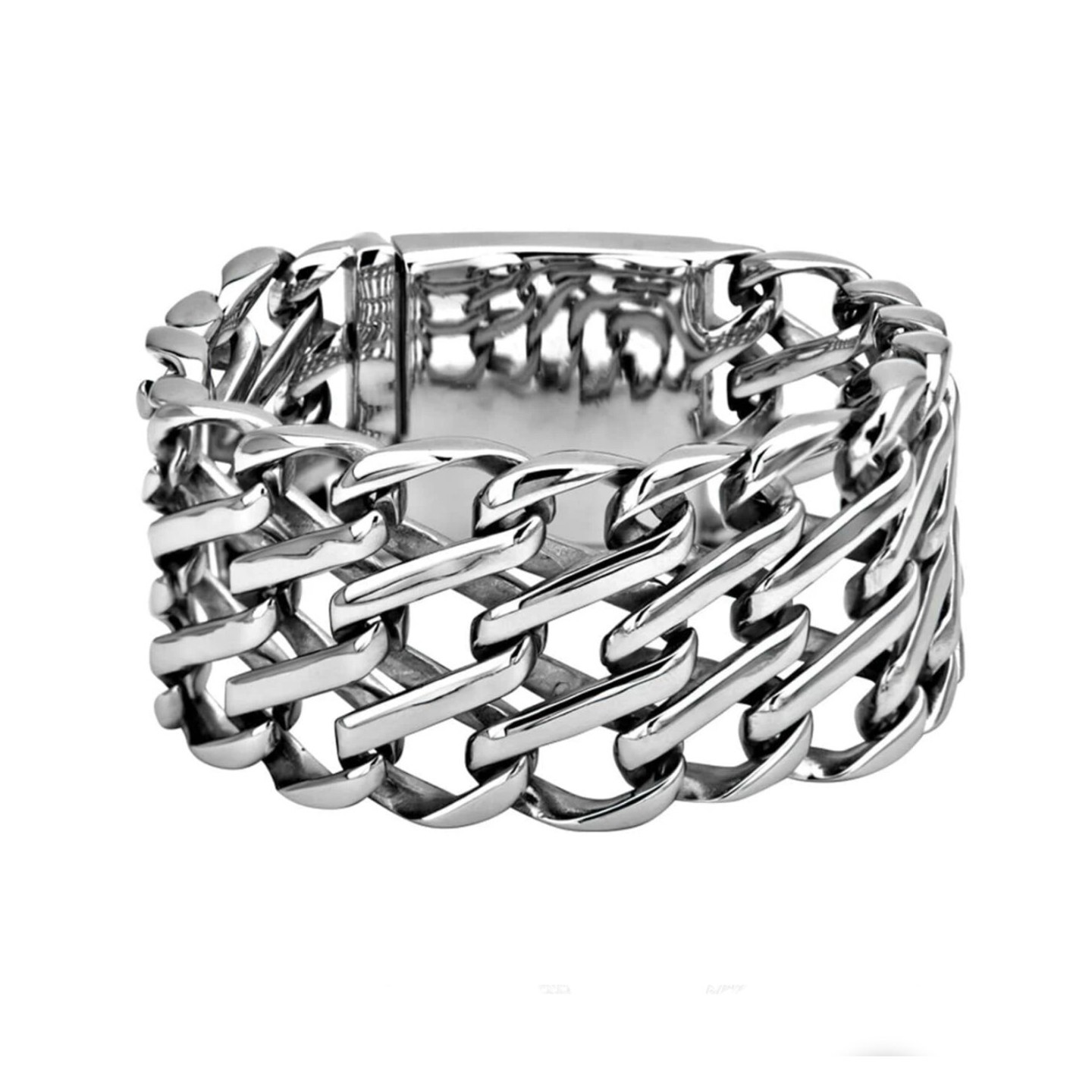 Mens Silver Stainless Steel Chunky Weave Bracelet