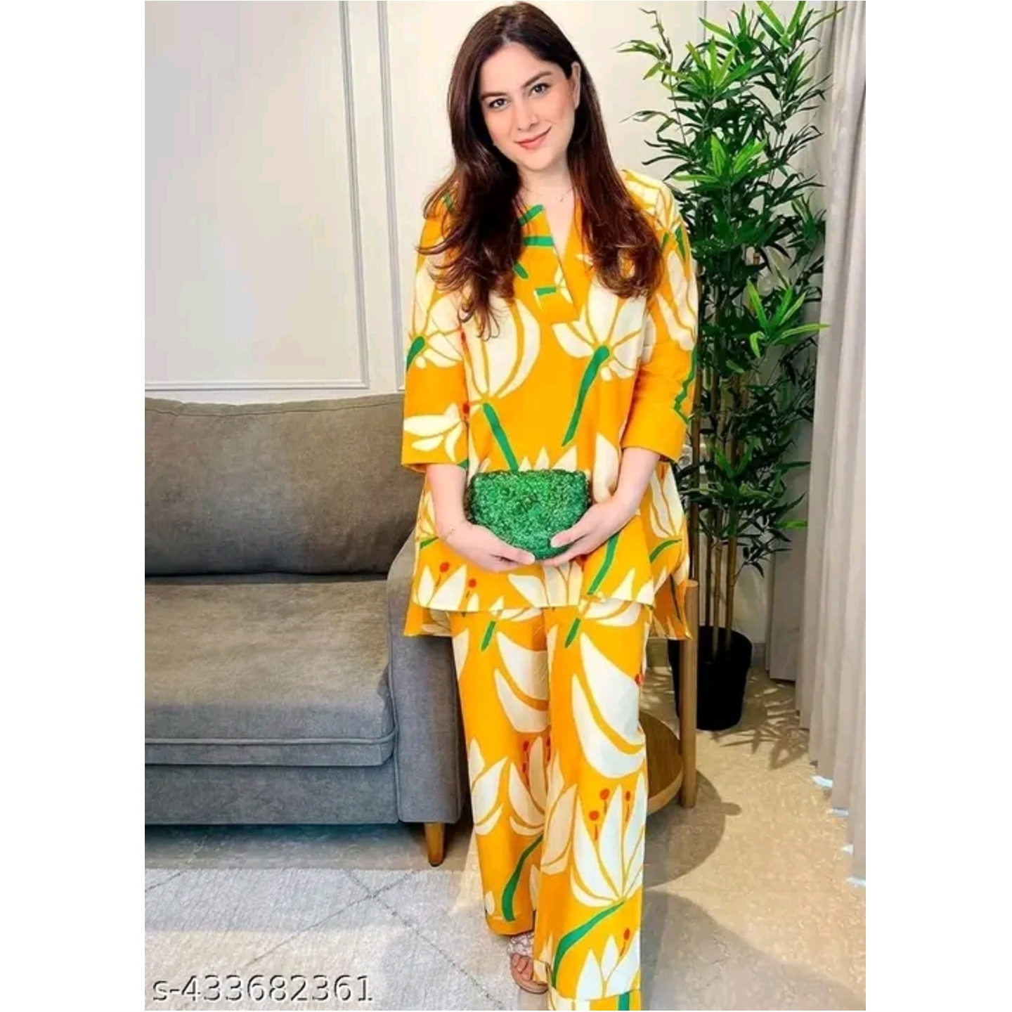Women's Two Piece  Partywear Loose Fit Co-Ord Set 