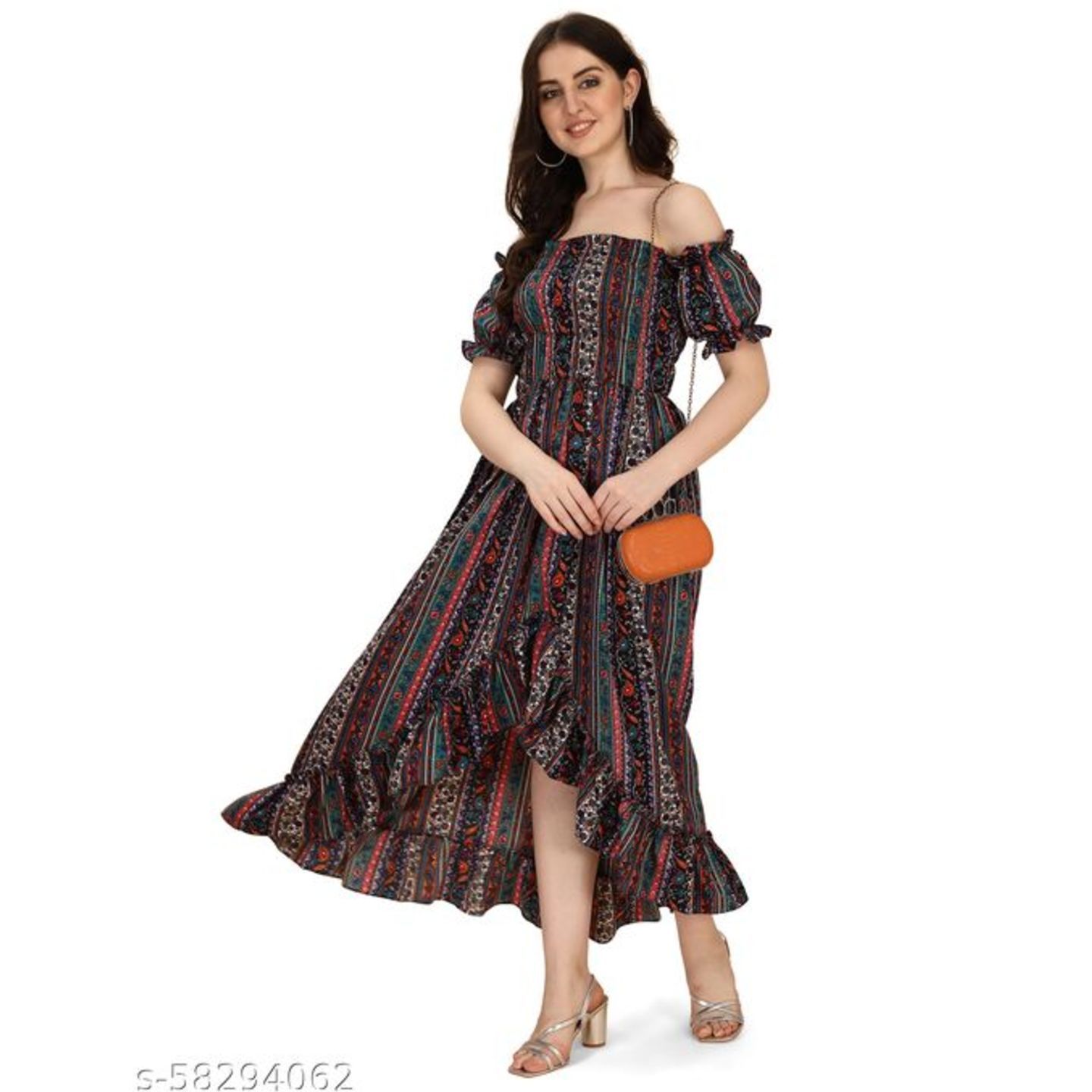 Oomph! Women's Crepe A-Line Maxi Dress - Multi-Color - md325