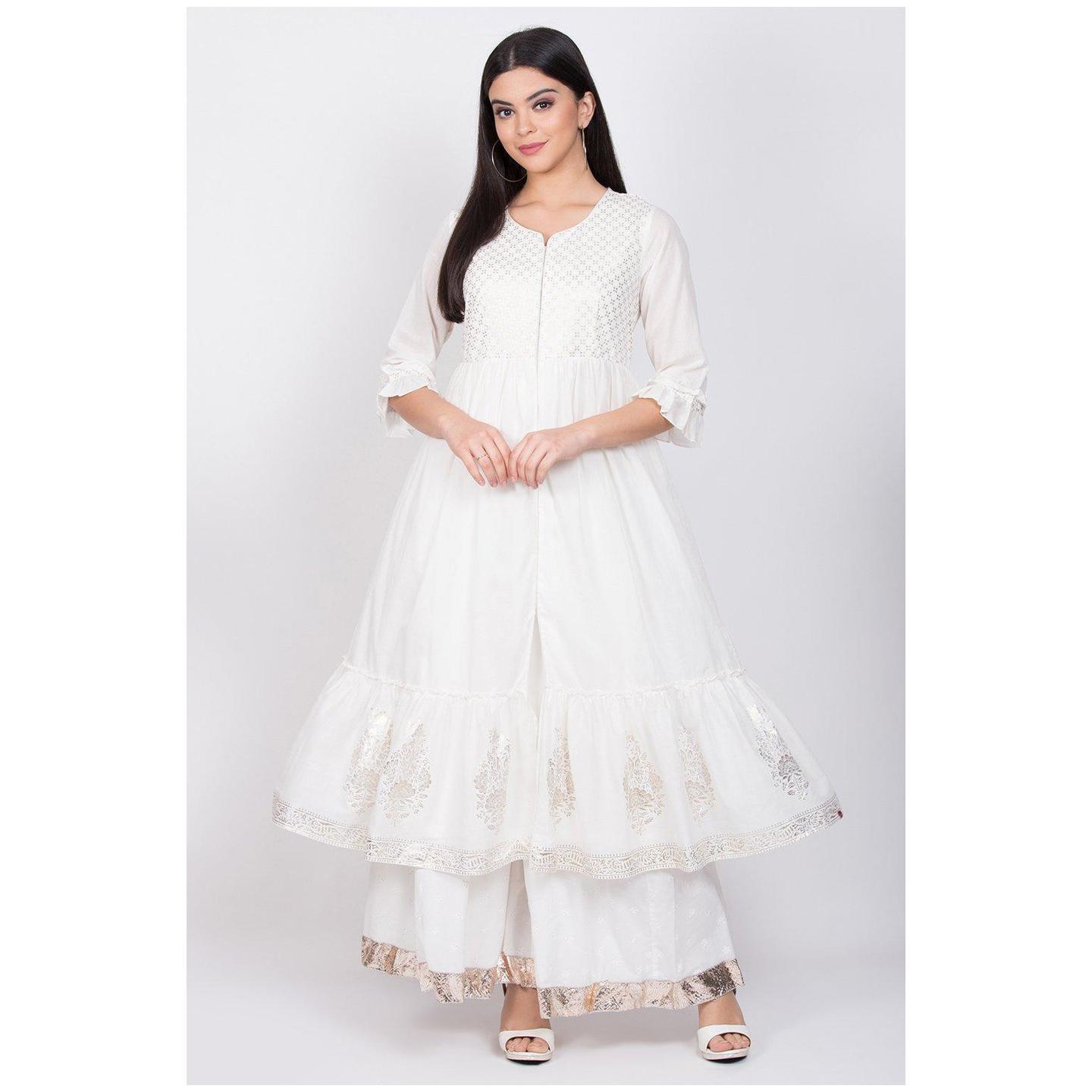 White Cotton Double Layered Kurta