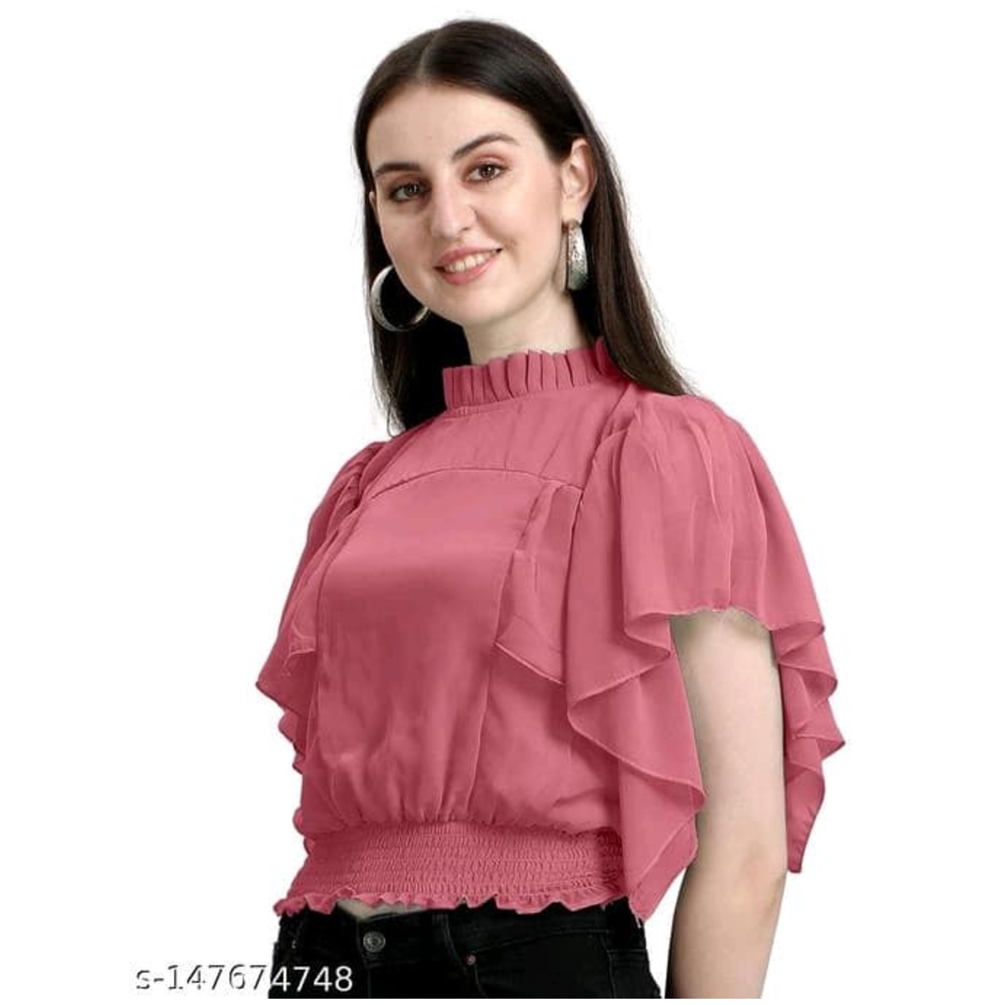 Classic Fancy Design Ruffles Crop Tops