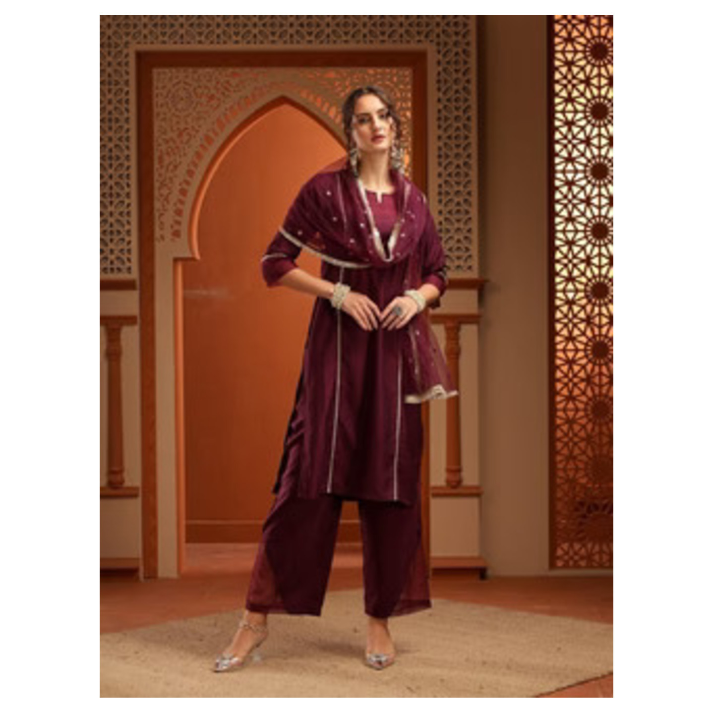 Afsana Purple Muslin Kurta Set