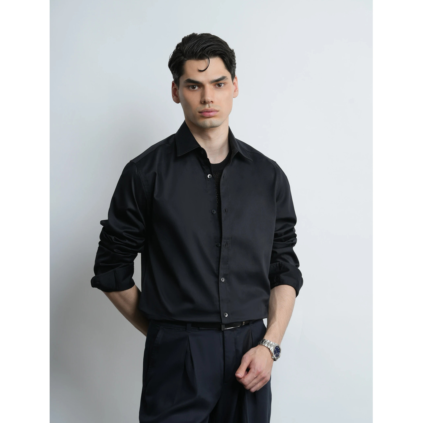 Cotton Satin Classic Fit - Black 