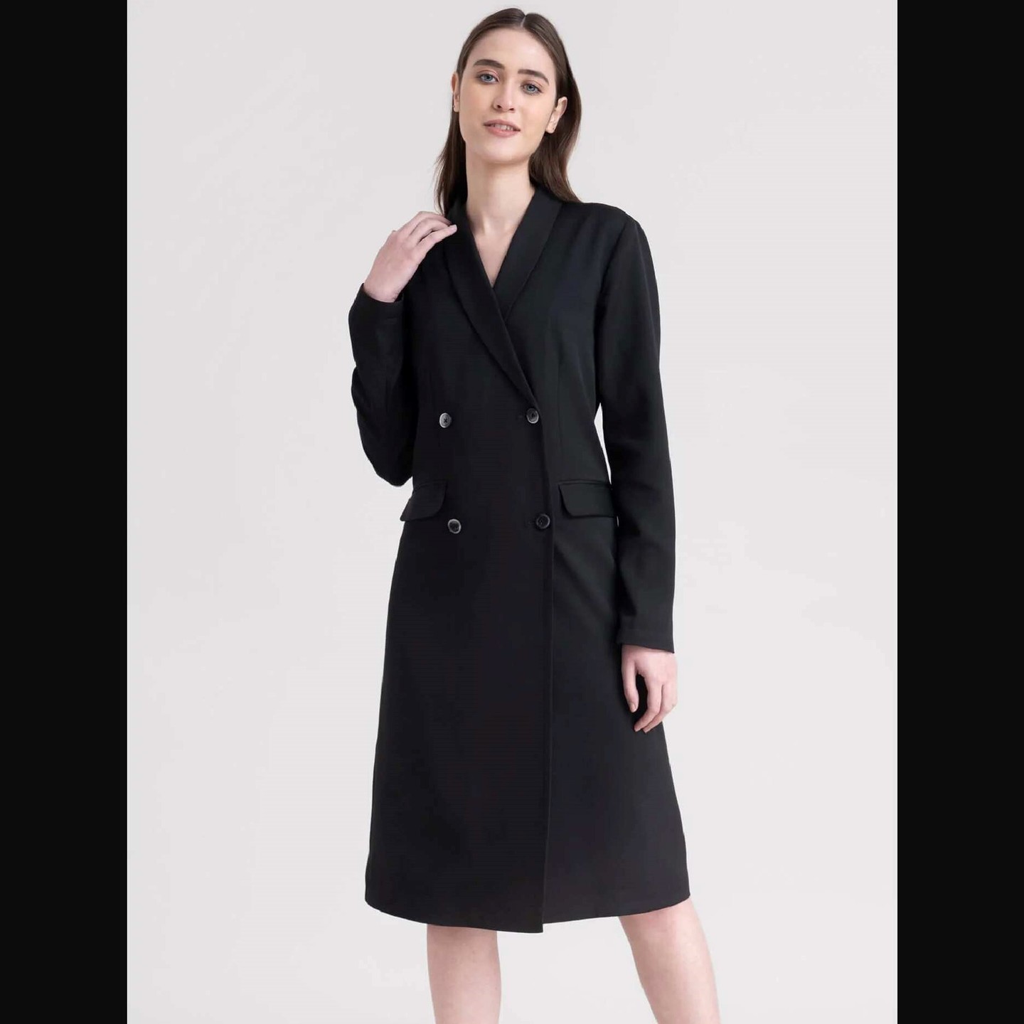 Blazer Button-Down Dress - Black