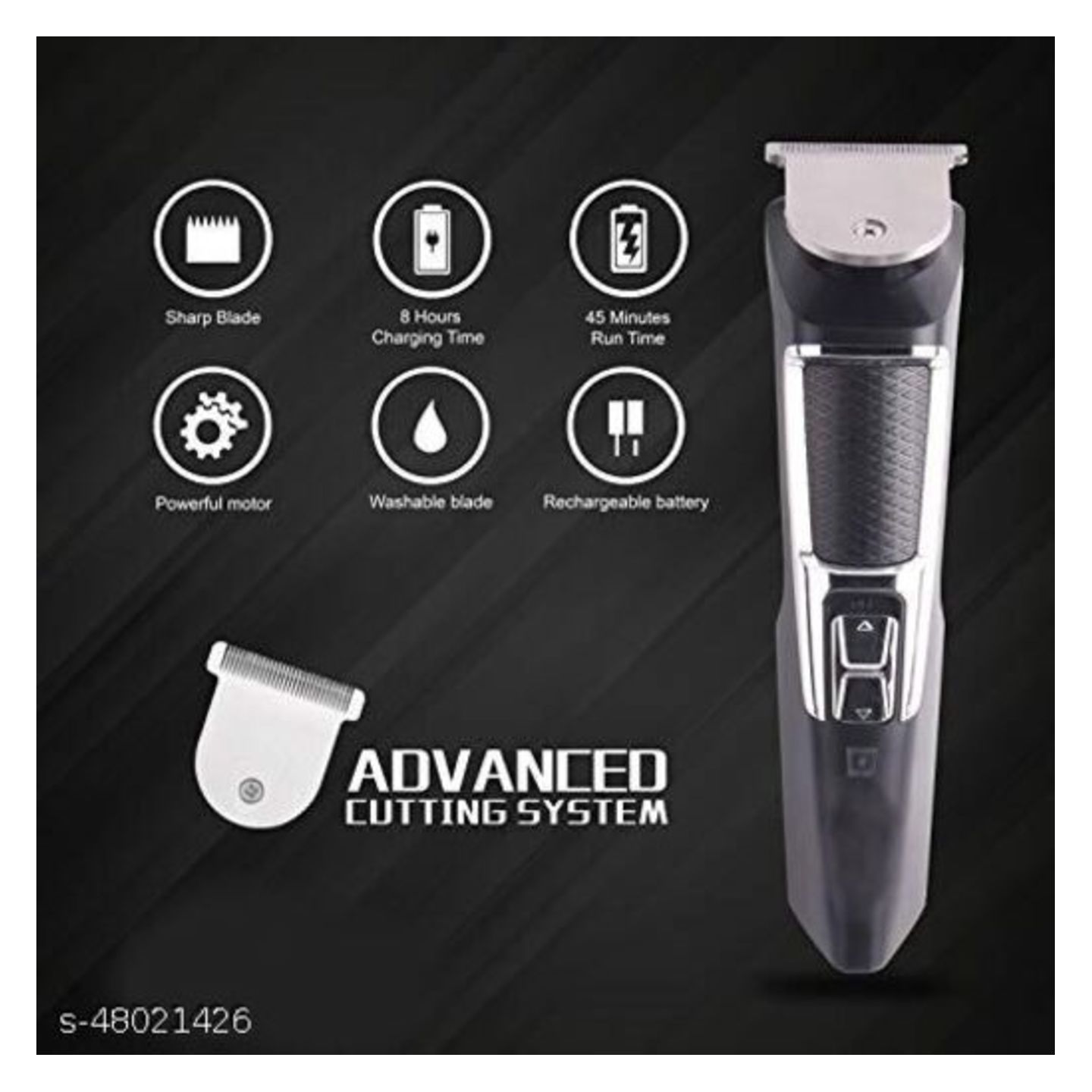 Met Style KB-2026 Cordless Rechargeable 45 Minutes Runtime: 45 min Trimmer for Men (Black)
