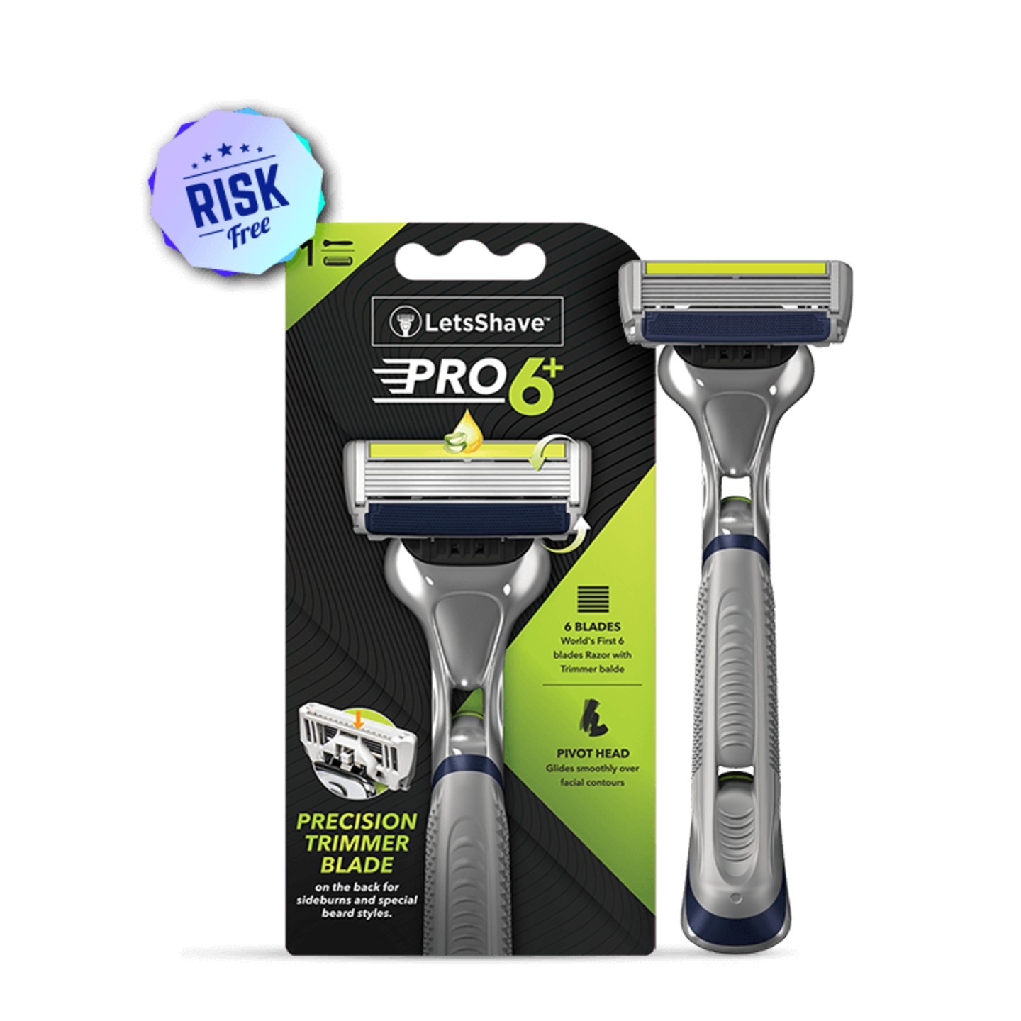 PRO 6 PLUS RAZOR WITH TRIMMER EDGE World's First 6 Blade Edging Razor