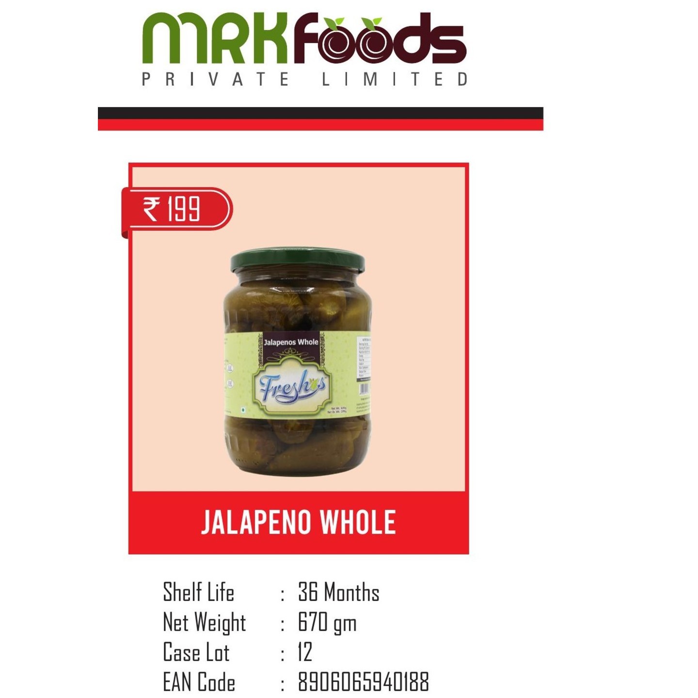 Jalapeno Whole- 670 gm