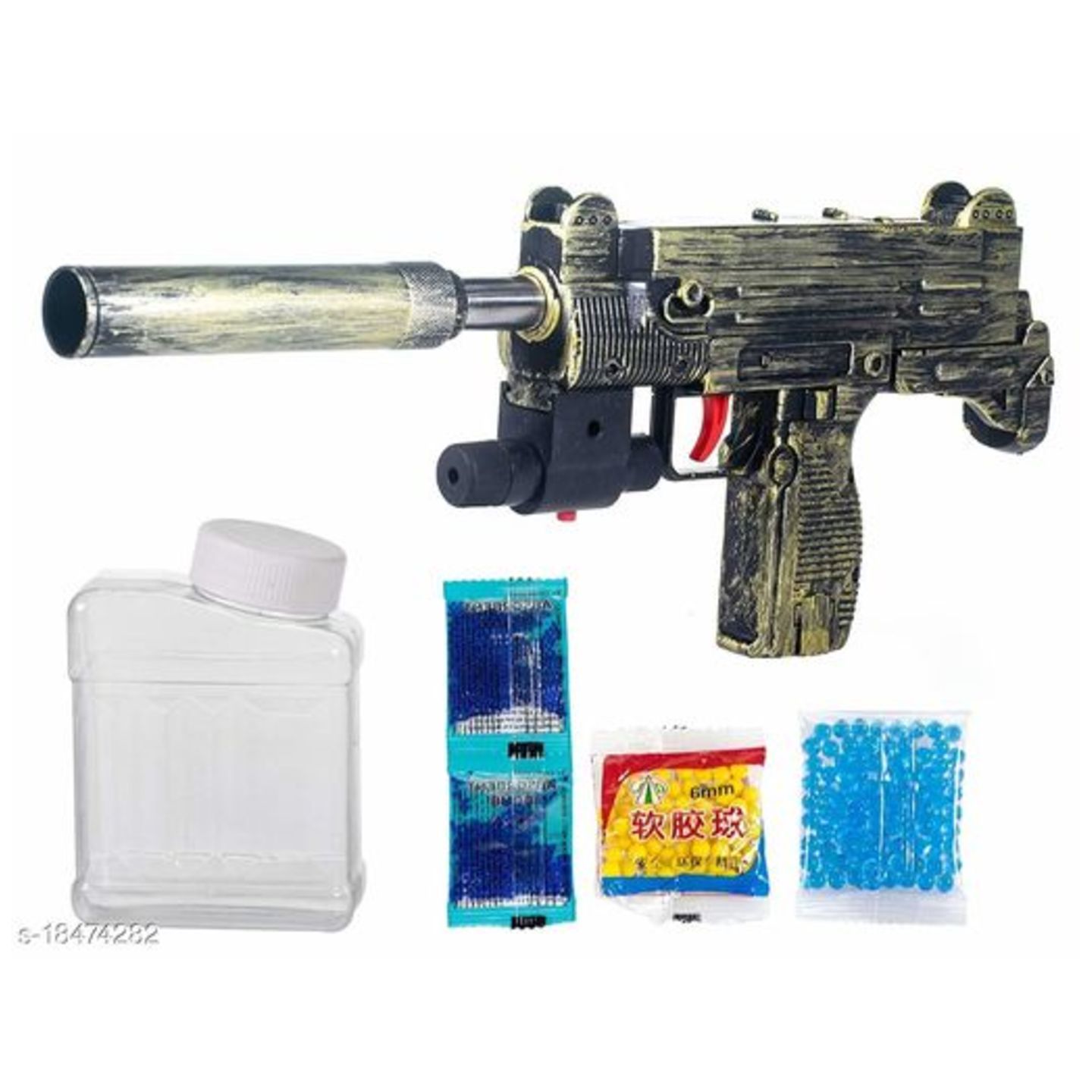 jmv PUBG Theme Uzi Submachine 2 in 1 Guns for Boys with 1000+ Crystal Water & Soft Foam Bullet Balls Guns & Dart