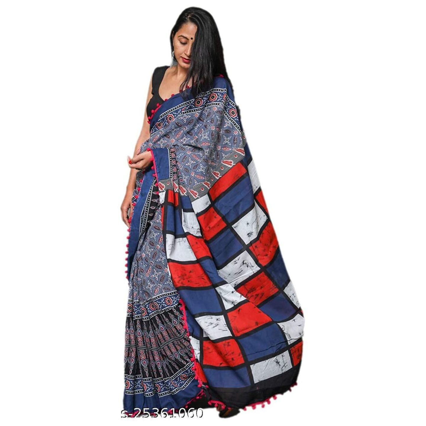 Buttas hand block printed saree pure cotton mulmul