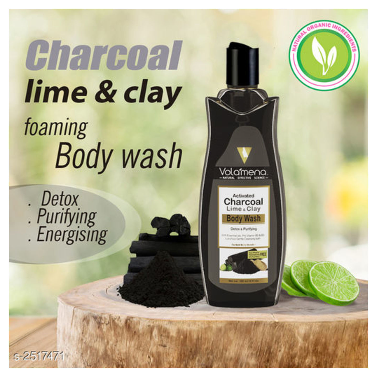 Volamena Charcoal lime clay body wash 300 ml