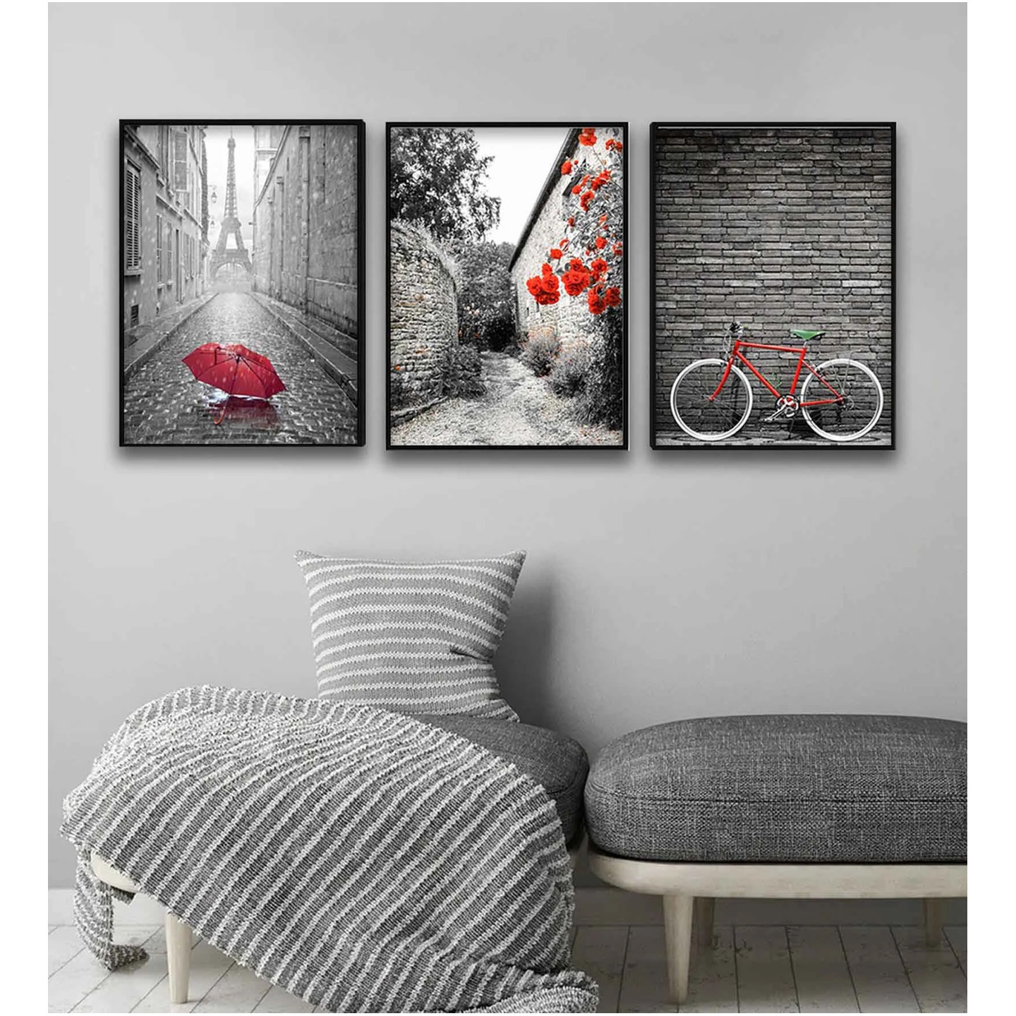 Multicolour Engineered Wood (Set of 3) Art Panels 