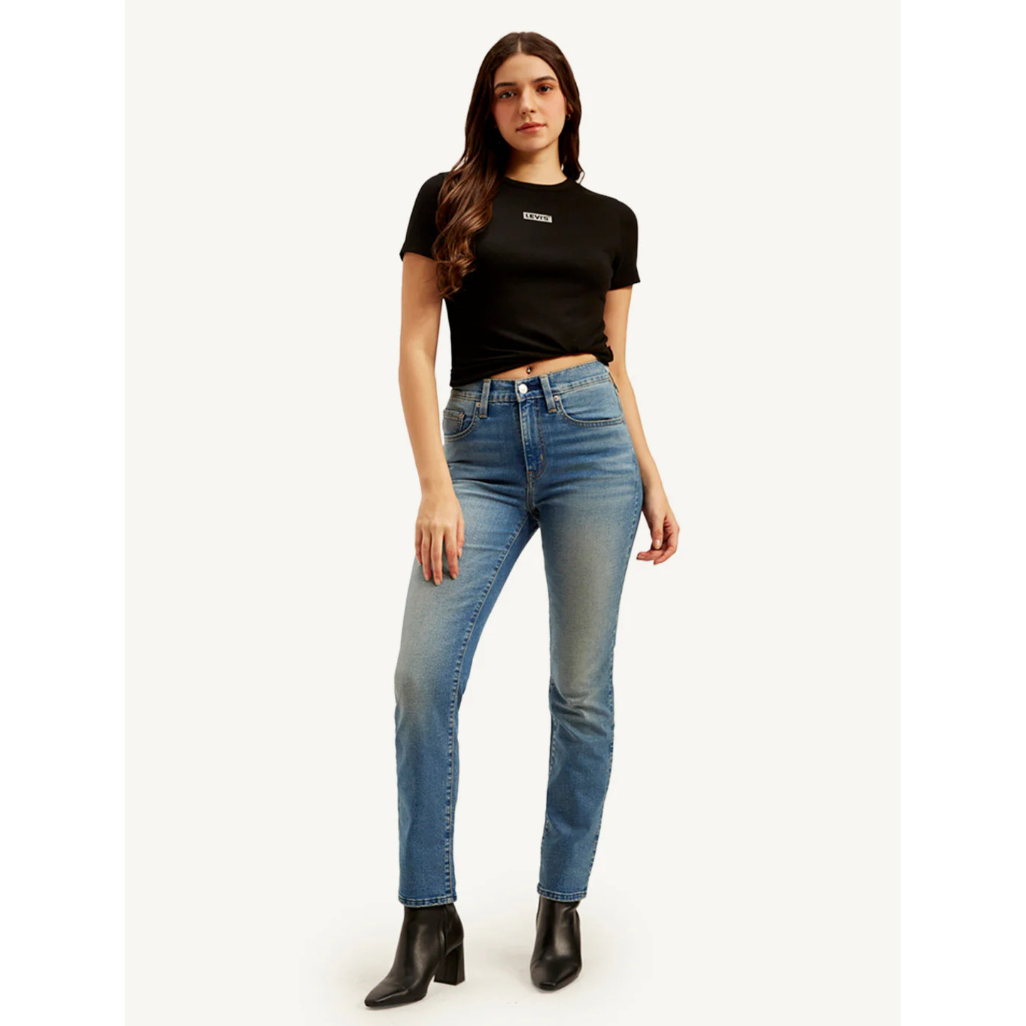 Womens 724 Blue Slim Straight Fit High Rise Jeans