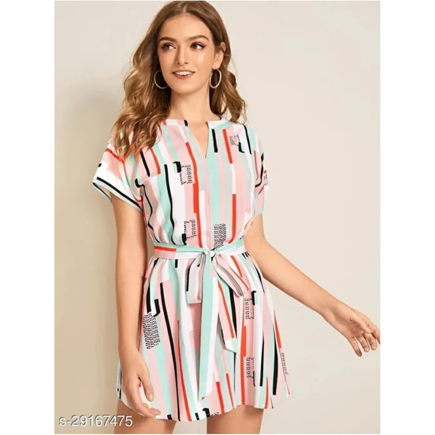 Women's Western Shirt Dress With Belt In Amazing Colour Combination
