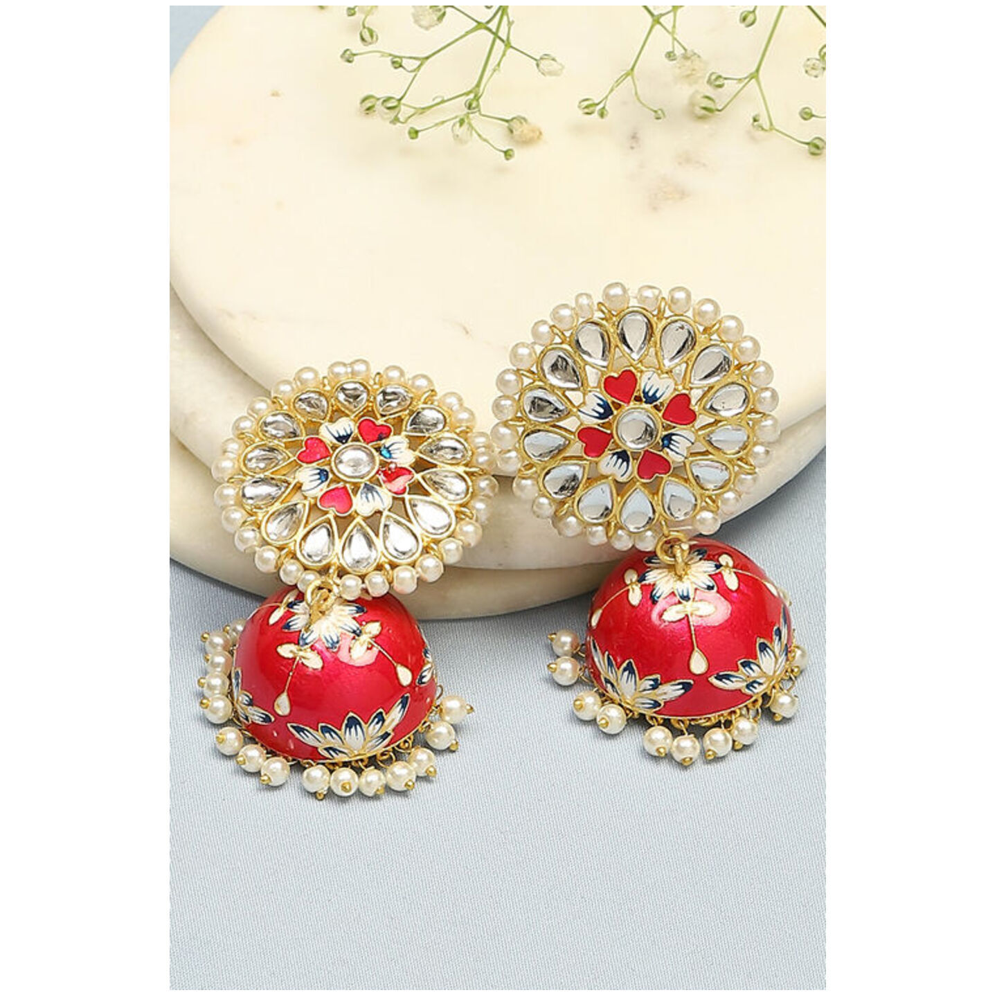 RANI PINK BRASS EARRINGS 