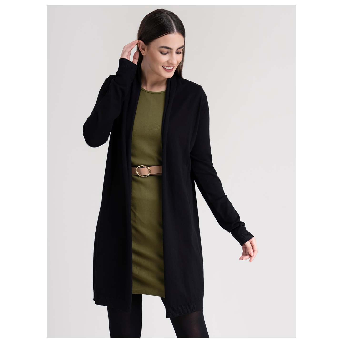 Knee Length Knit Shrug - Black