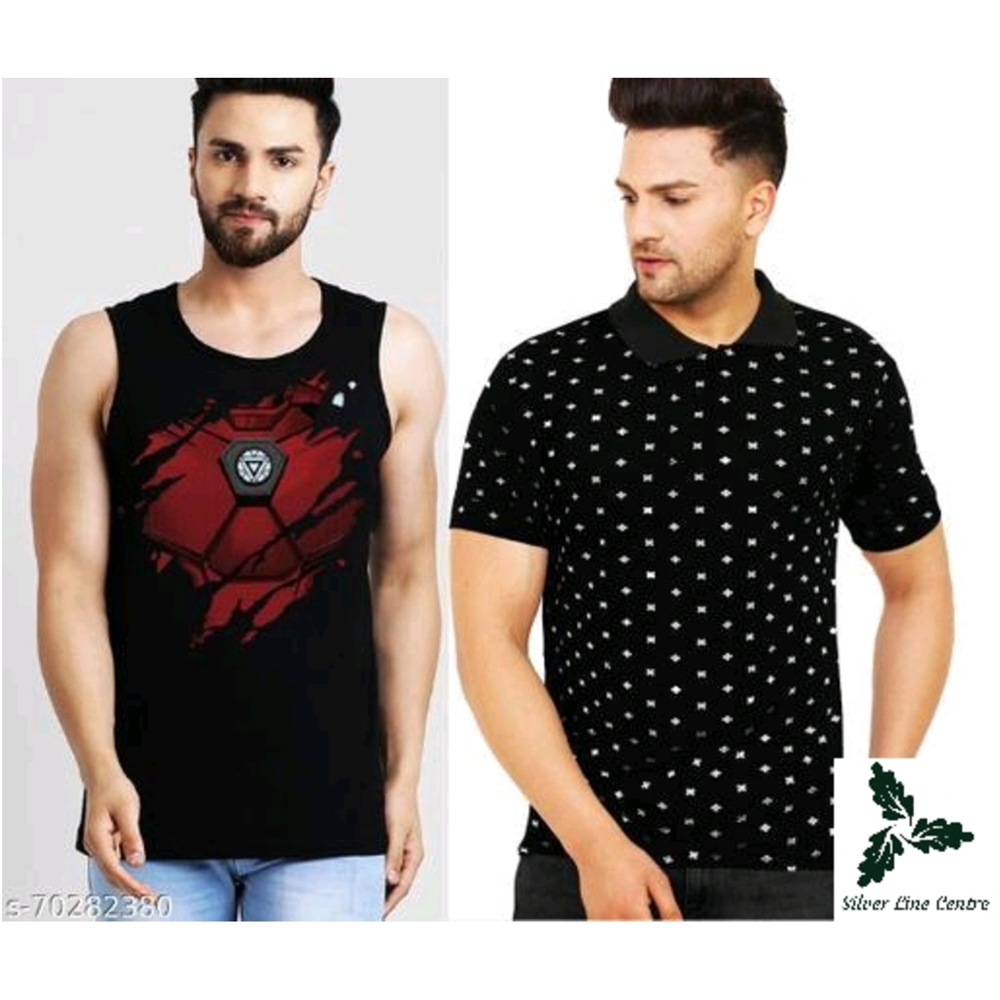 Pretty Leotude  Glamorous Men T-shirt-Black 2 pcs