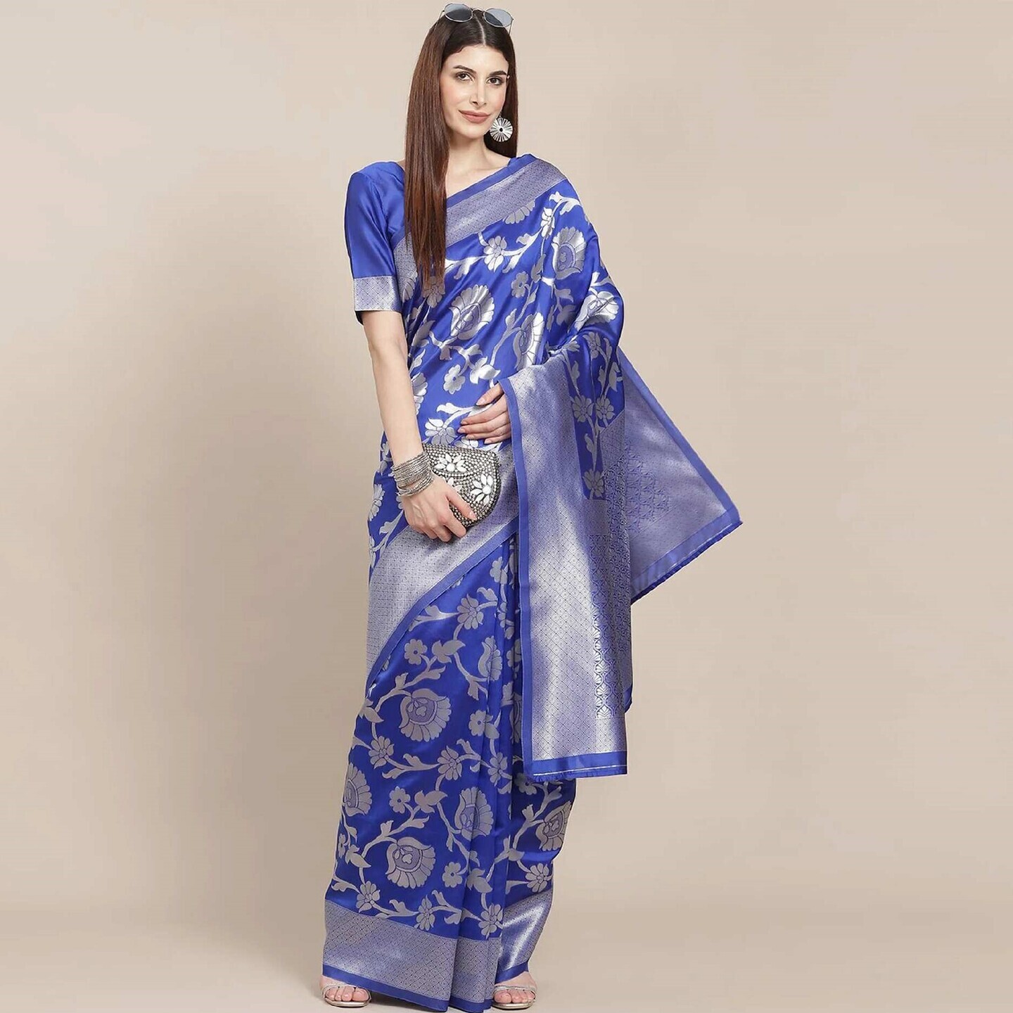 Blue Woven Banarasi Silk Saree