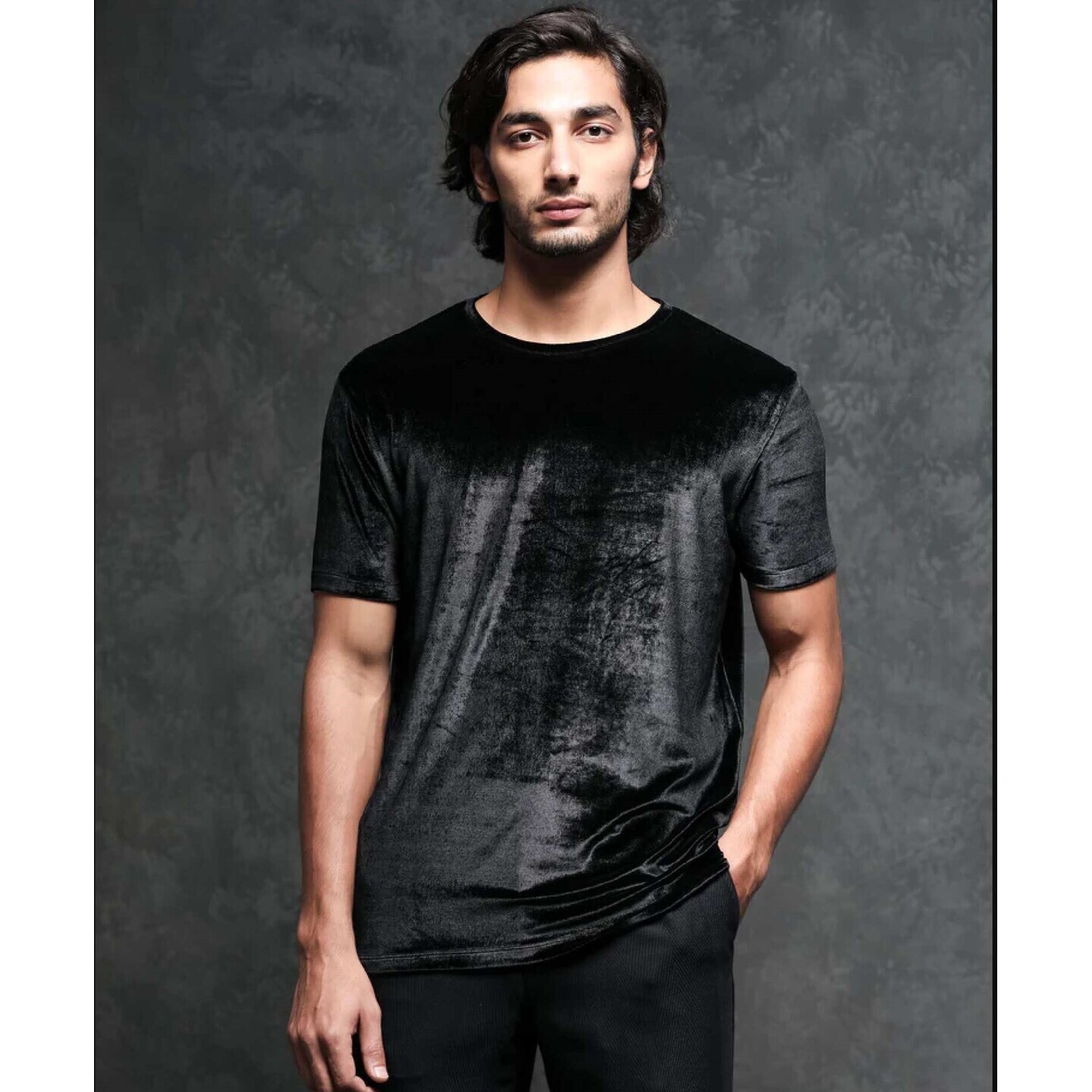 PREMIUM VELVET T-SHIRT TIMO - BLACK