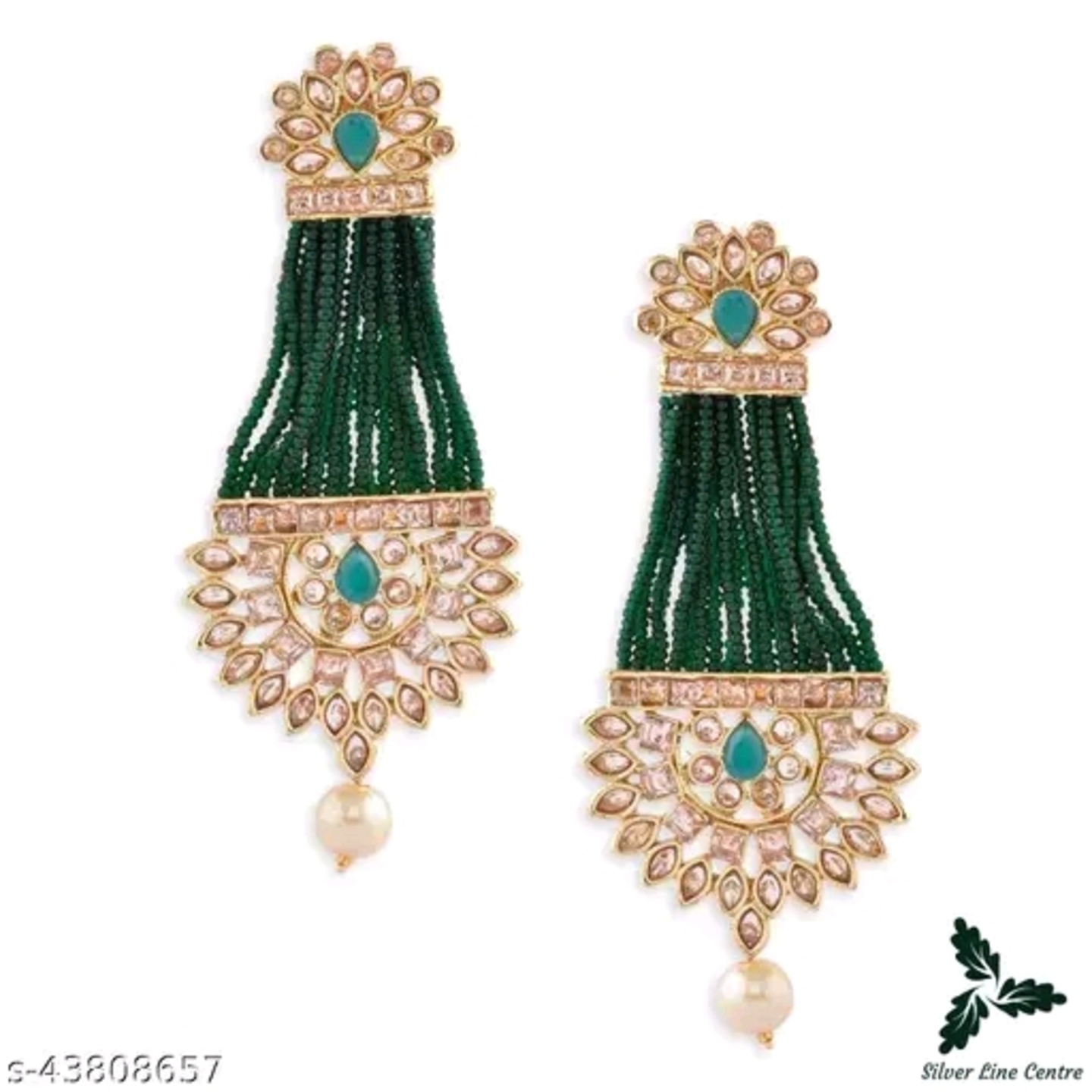Fancy Earrings & StudsGreen Beeded Traditional Design Earring