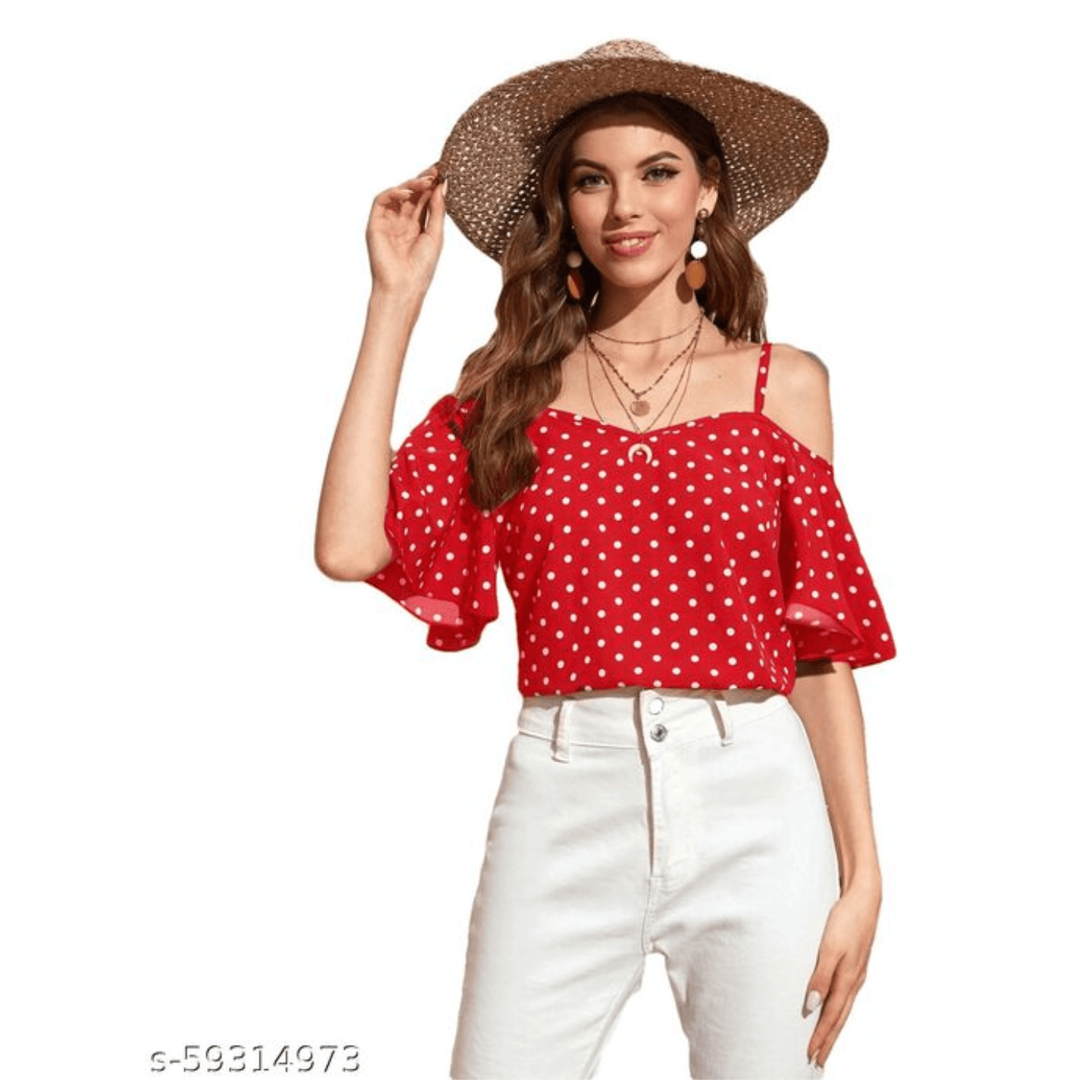 Kushagra western bell Sleeves Solid Women red tops