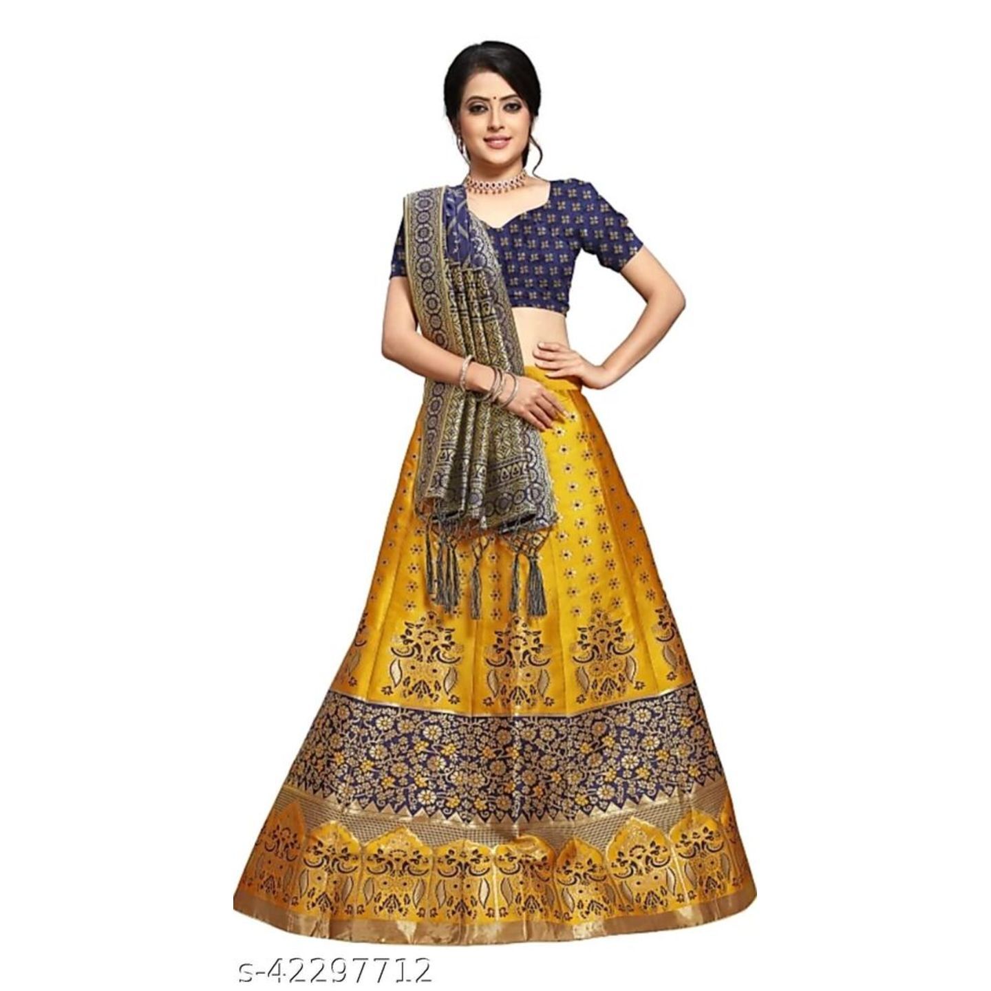 Banarasi Fancy Lahenga SIZE-semi-stitched