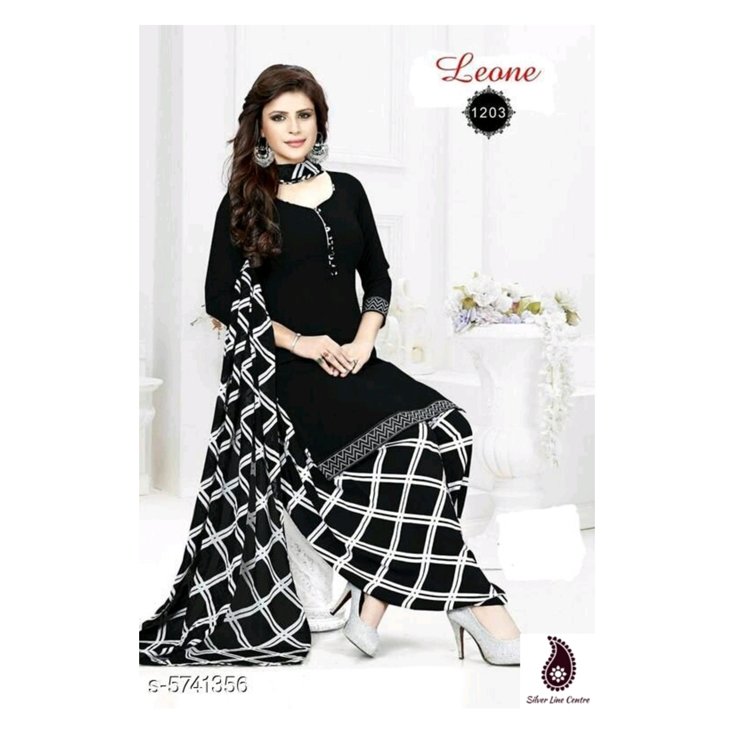 Womens Cotton Stripe Embroidered Dress Material