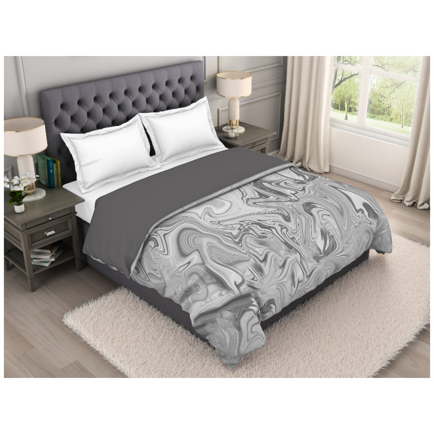 Bamboo Charcoal Antimicrobial Double Quilt - Smoke Grey