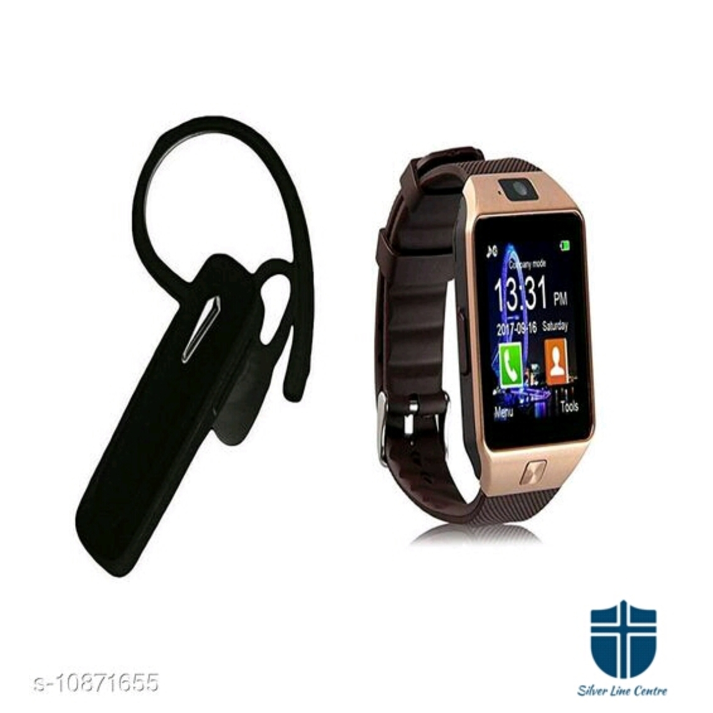 Bushwick DZ12 Smartwatch with SIM slot,Memory Card Slot with K1 Bluetooth Headset With Mic.