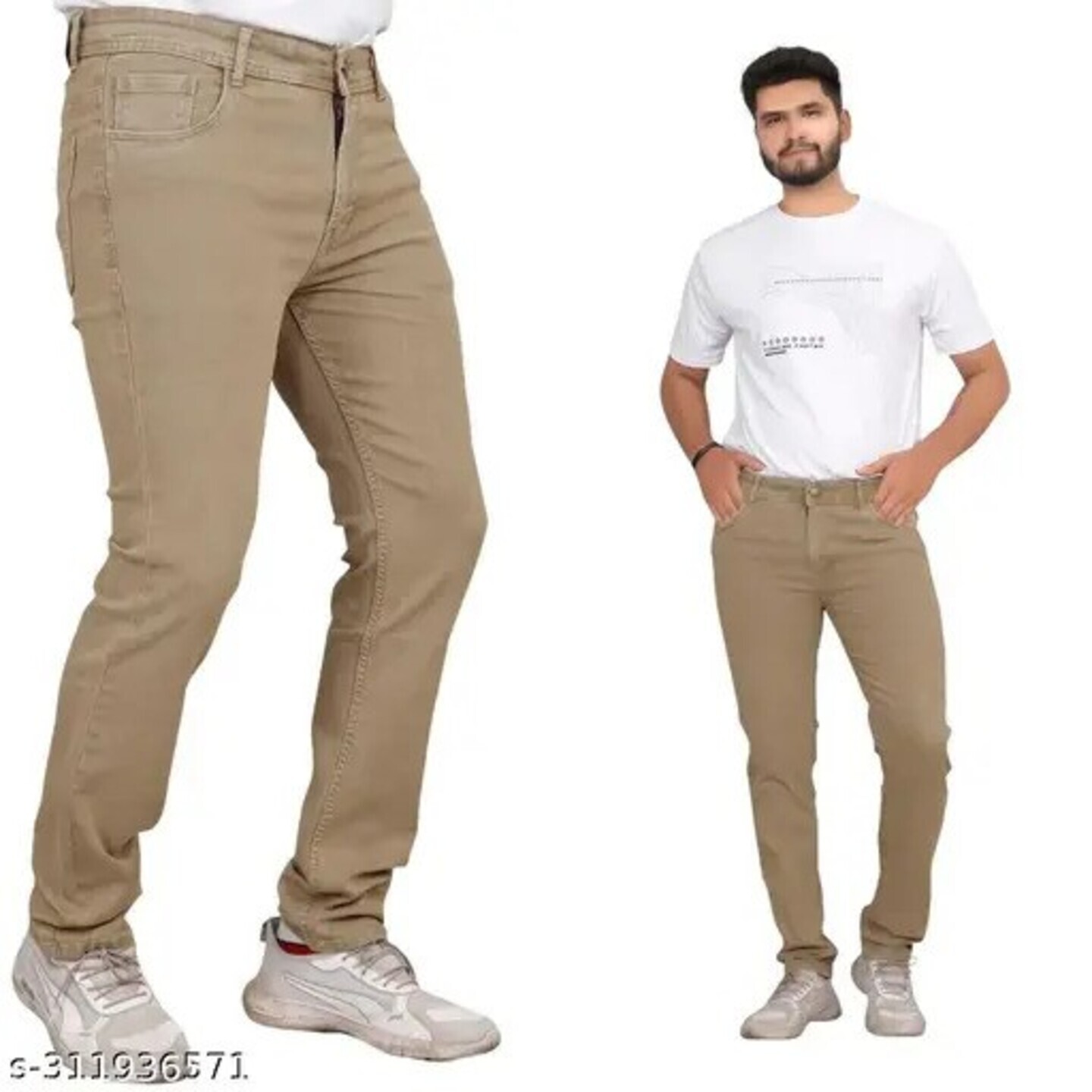 RIGBONE Mens Solid Beige Jeans