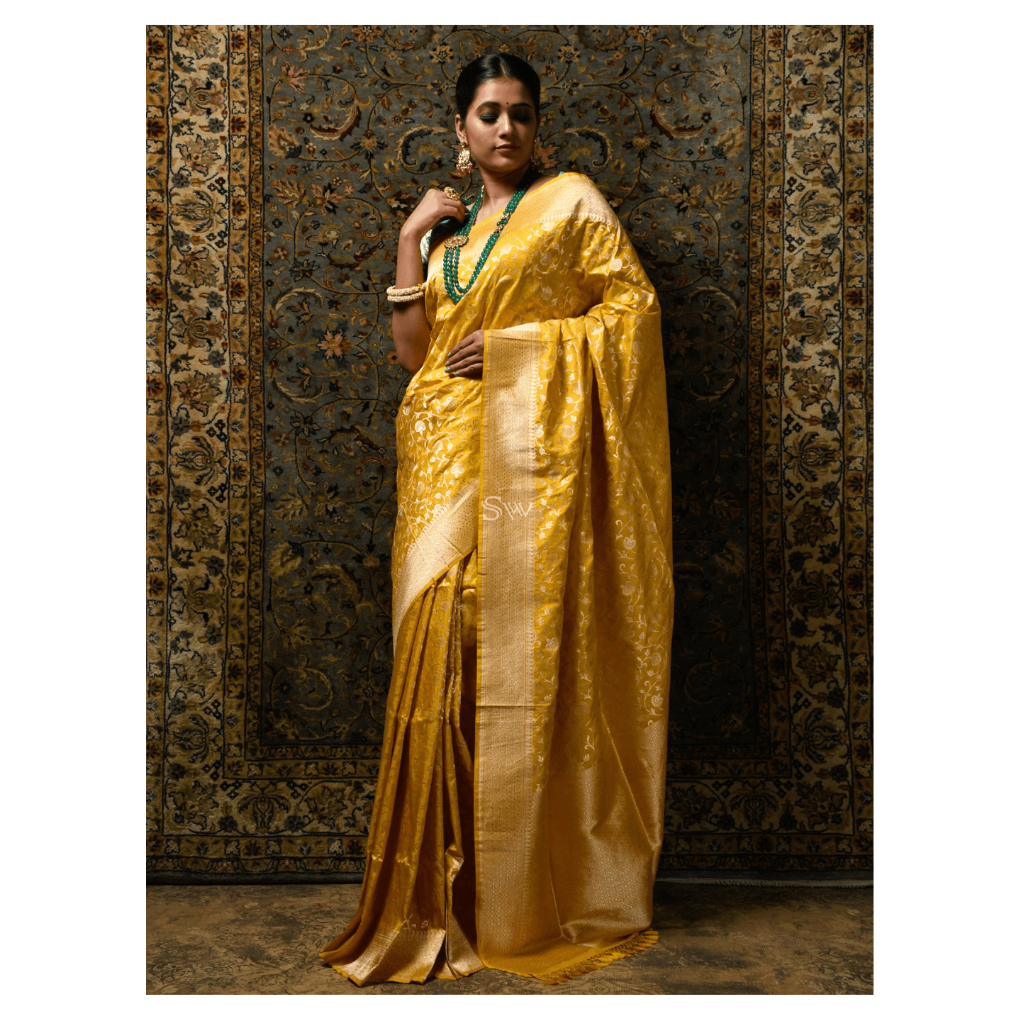 Yellow Uppada Katan Silk Handloom Banarasi Saree