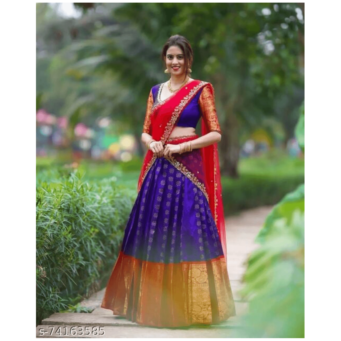 Elegant KANJIVERAM SILK PURE ZARI HALF SAREE Lehenga