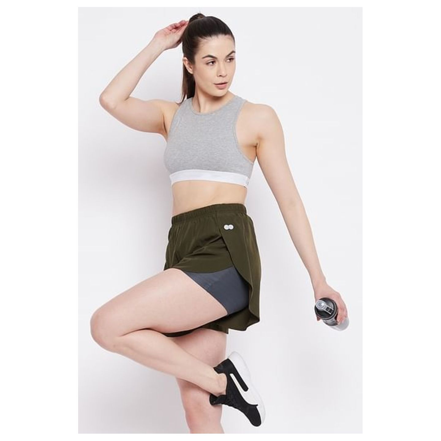 Comfort-Fit Active Dolphin Shorts in Olive Green