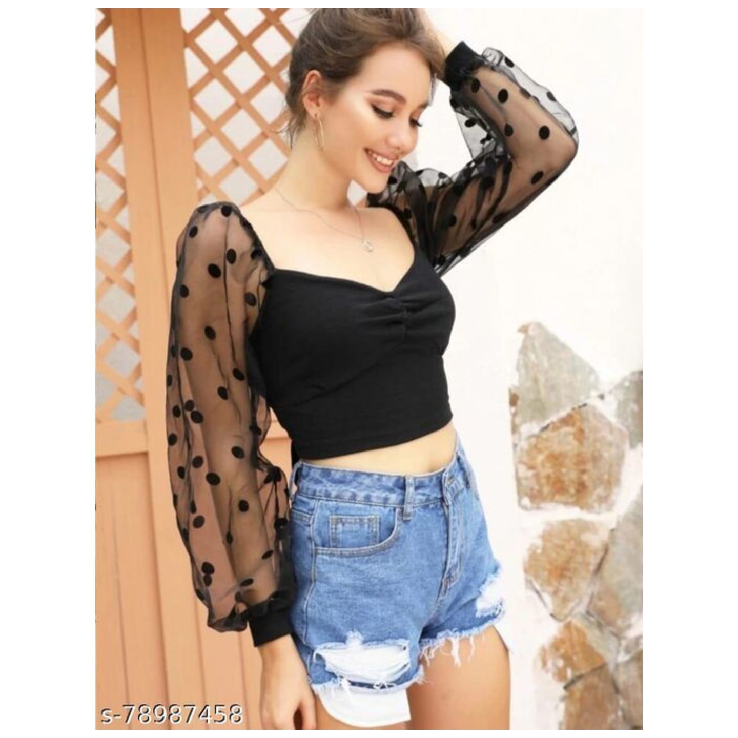 Fancy Black Knot Crop Top