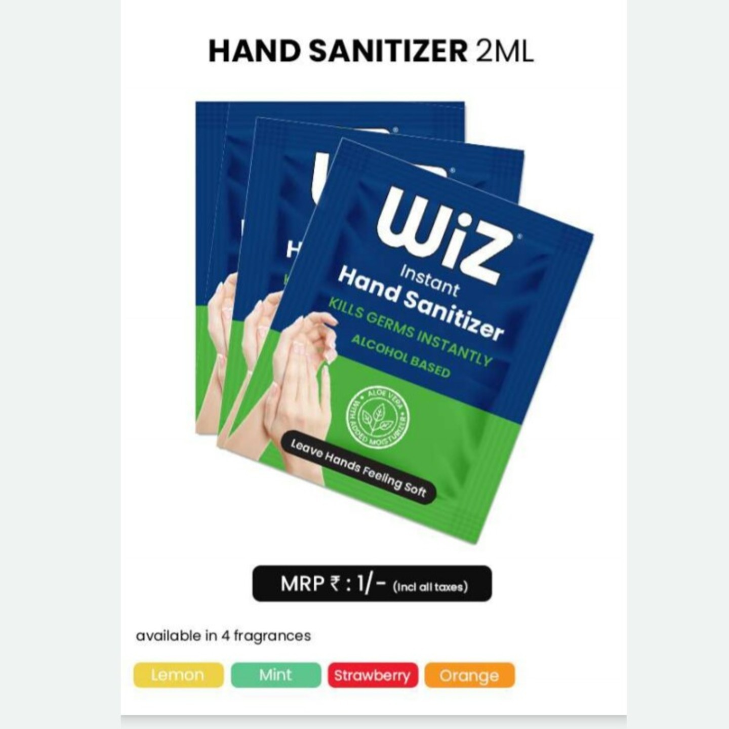 WIZ Premium Quality Hand Sanitizers Size, Price Variable-See Chart Sizes-2ml, 30ml,