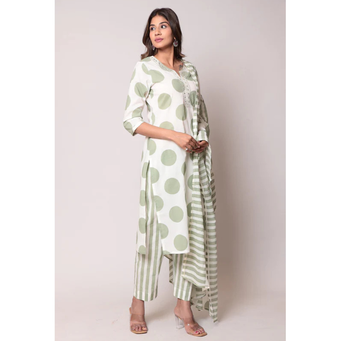 Printed Straight Casual Cotton Kurta with Printed Dupatta 