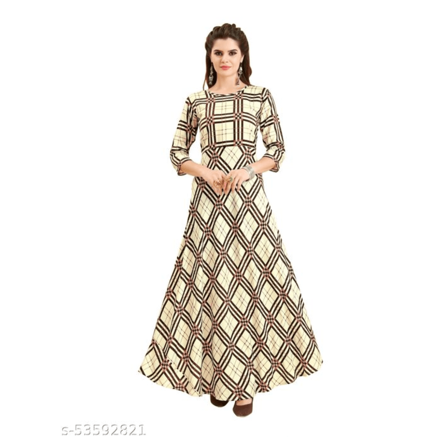 Women's Rayon Fabric Classic Hand Work A-Line Gown/Rayon Anarkali Kurti/ALine Gown/Rayon Straight Printed Kurti/Digital Printed Kurti