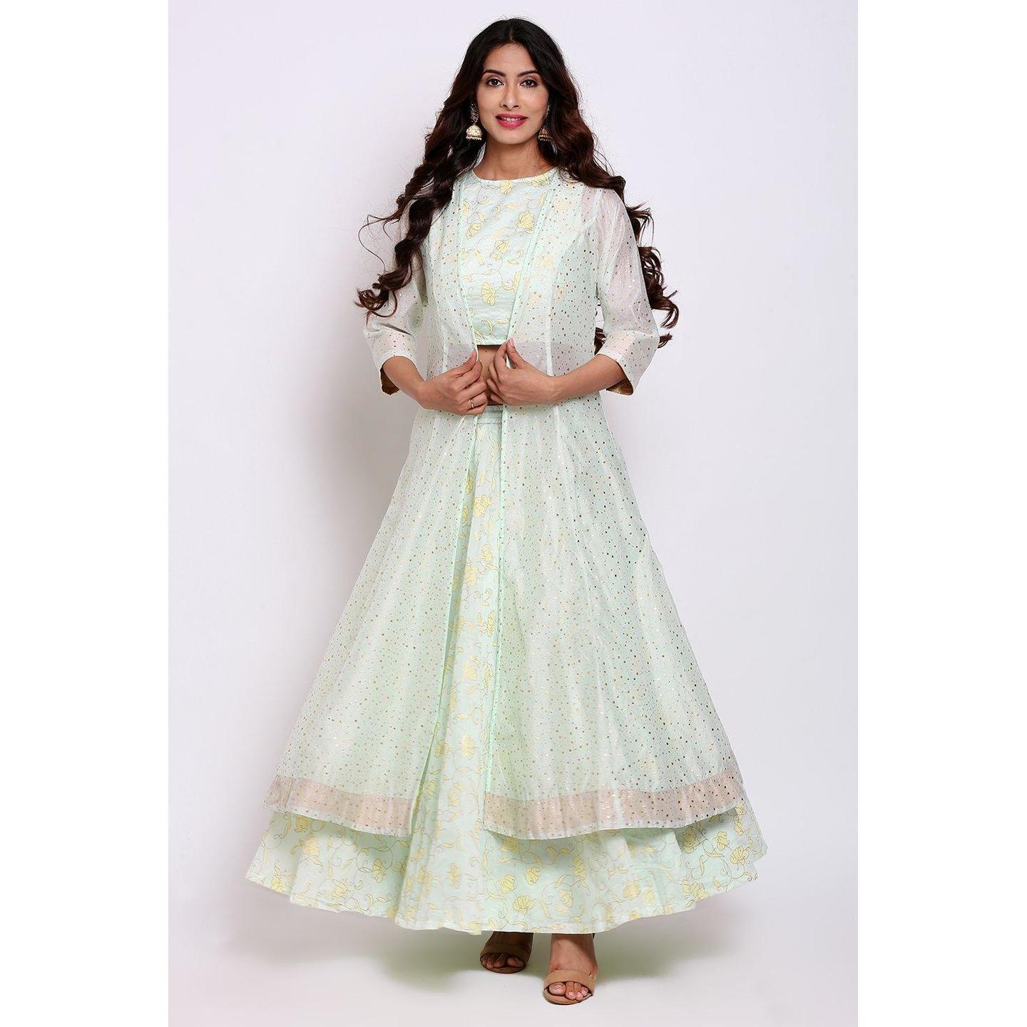 Sea Green Art Silk 3 Piece Set
