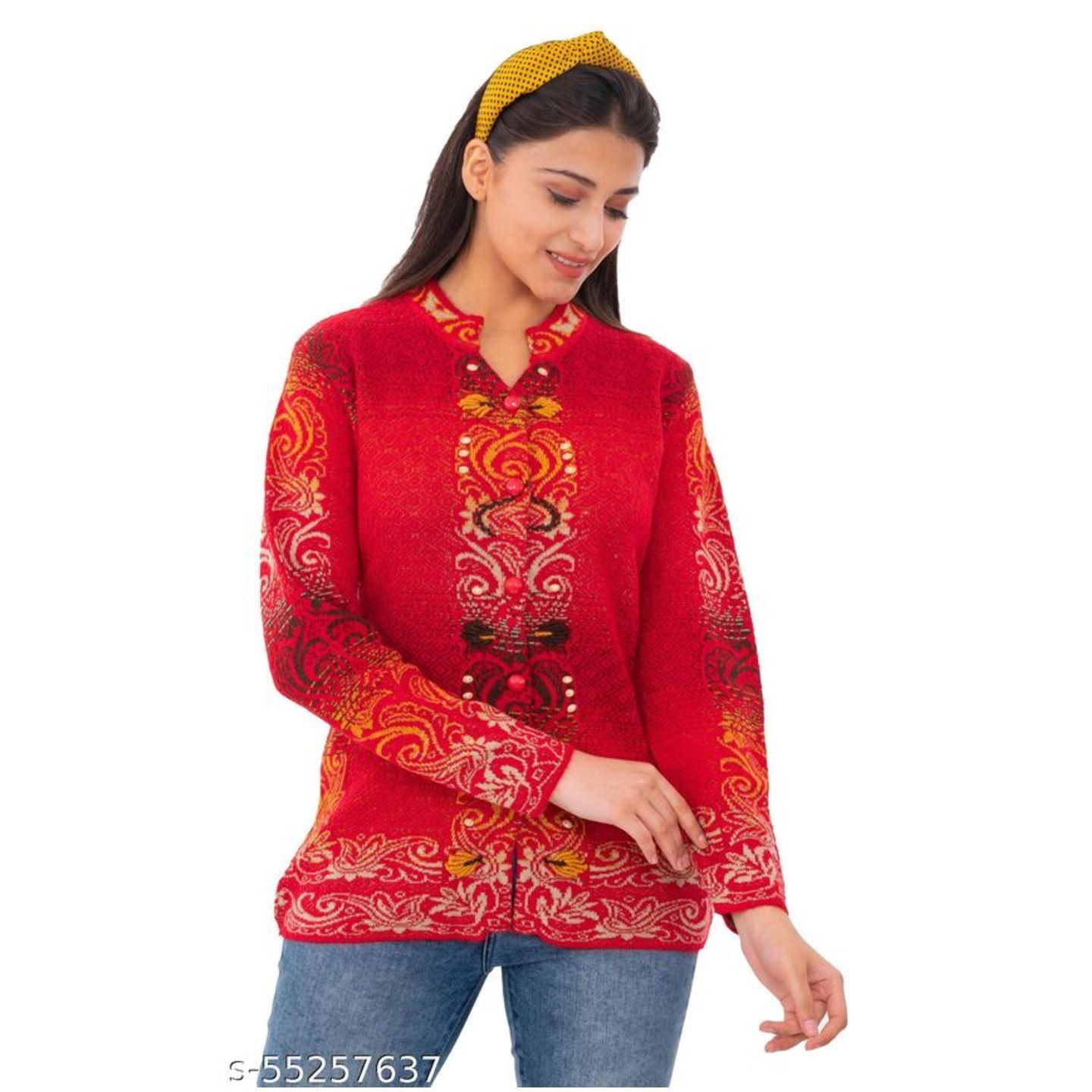 Loglo Winter Wear Casual Embroidered Cardigans For Womens