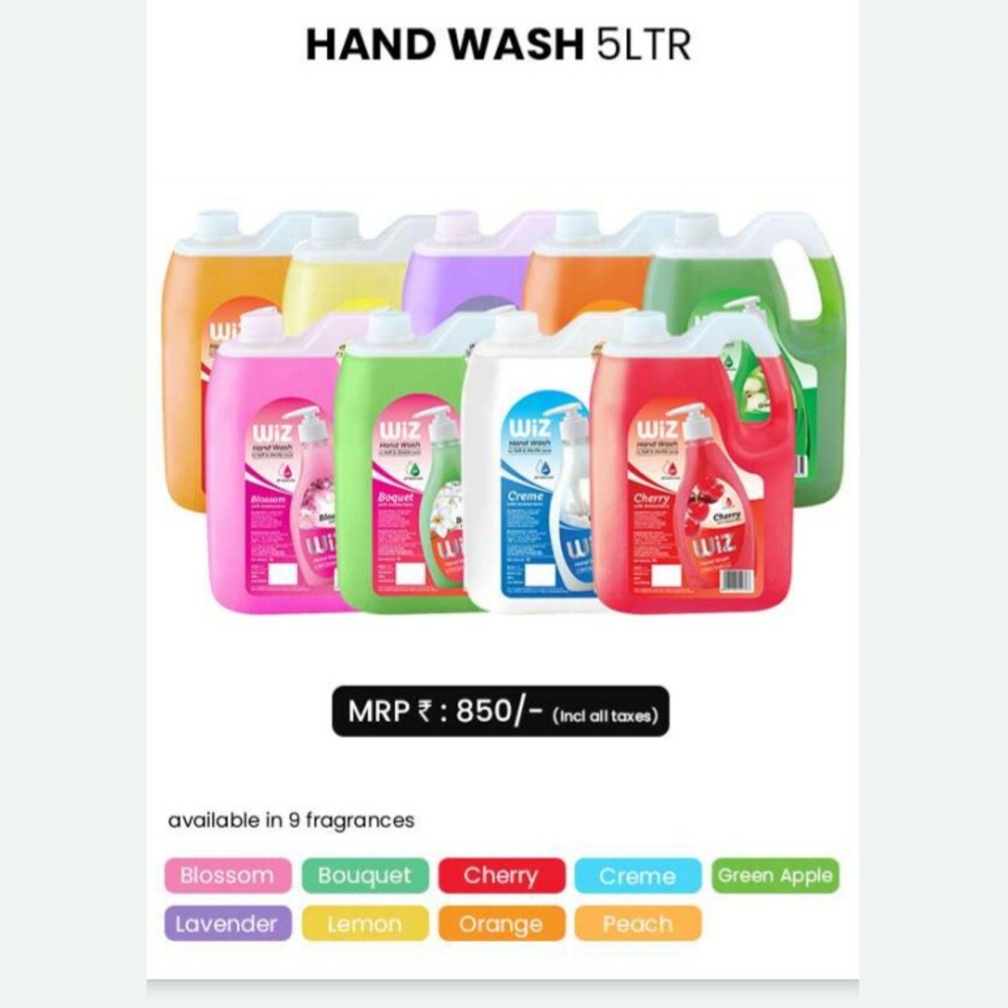 WIZ Premium Quality Trusted Hand Wash, 5 ltr, Rs.790r pack,