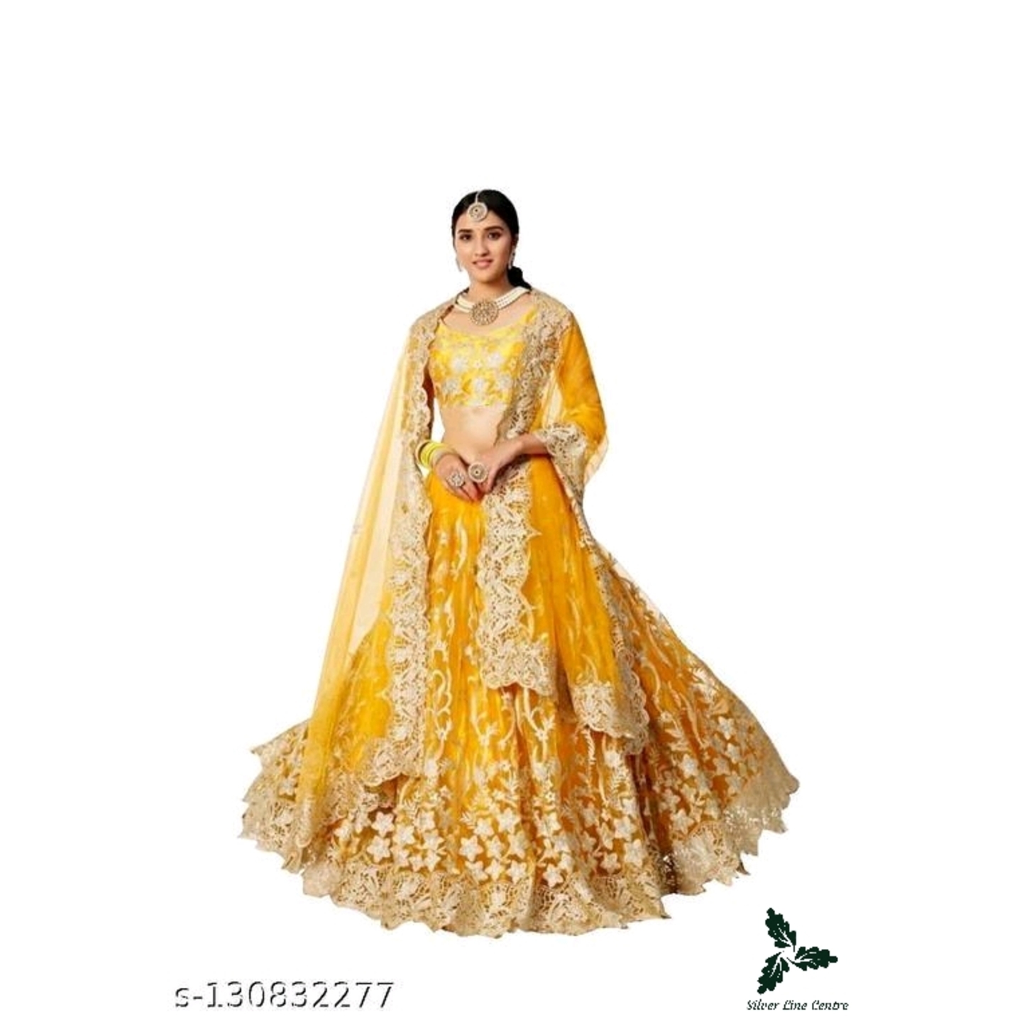 Designer-Gathered Embroidered Indo-Western Party  Lehenga* Size-Semi-Stitched