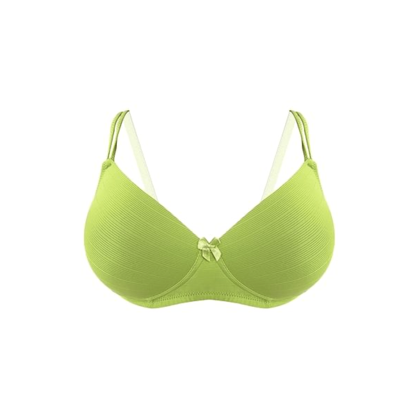 Padded Non-Wired Full Cup Self-Striped T-shirt Bra in Green