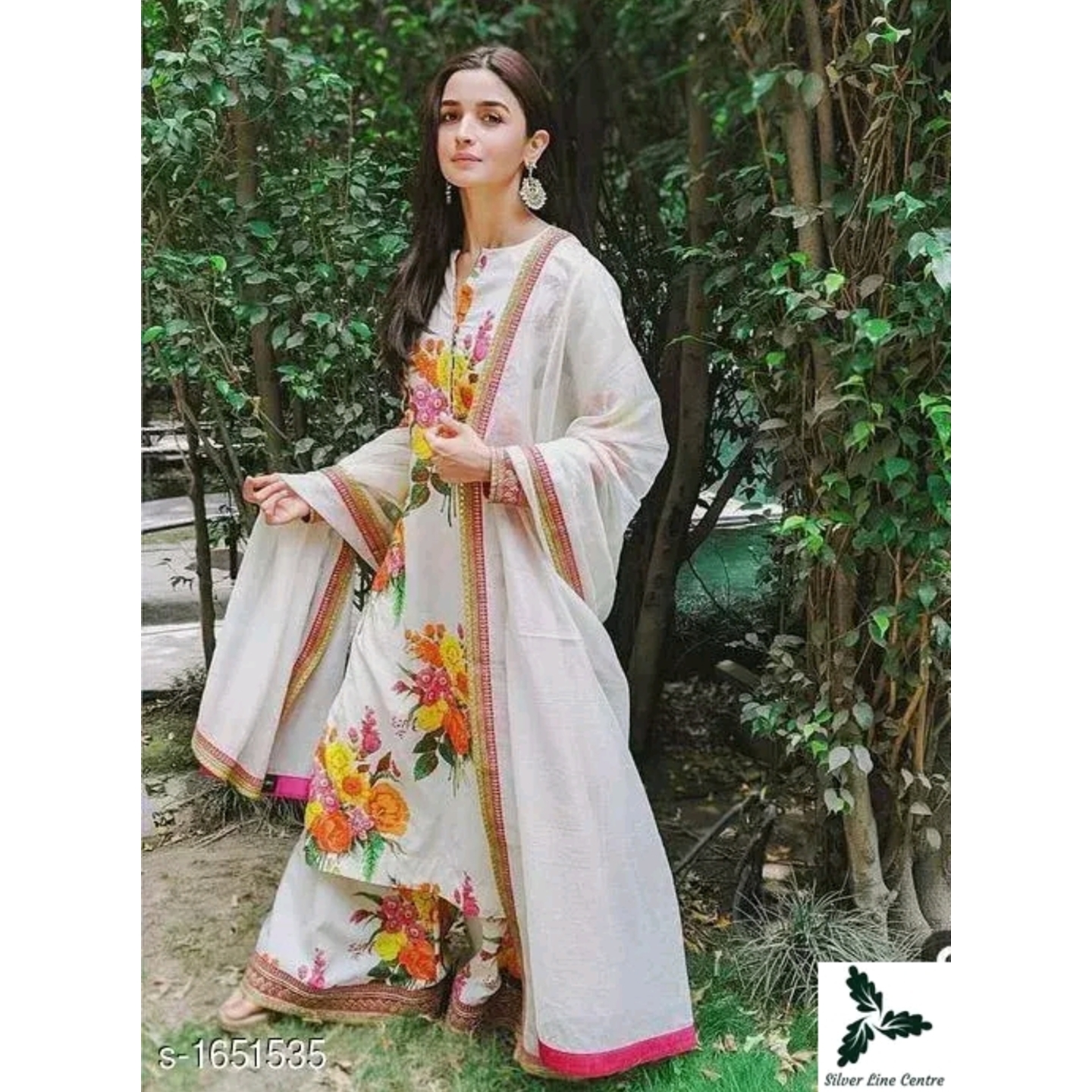 Women Rayon A-line Printed Long Kurti With Palazzos And Dupatta*